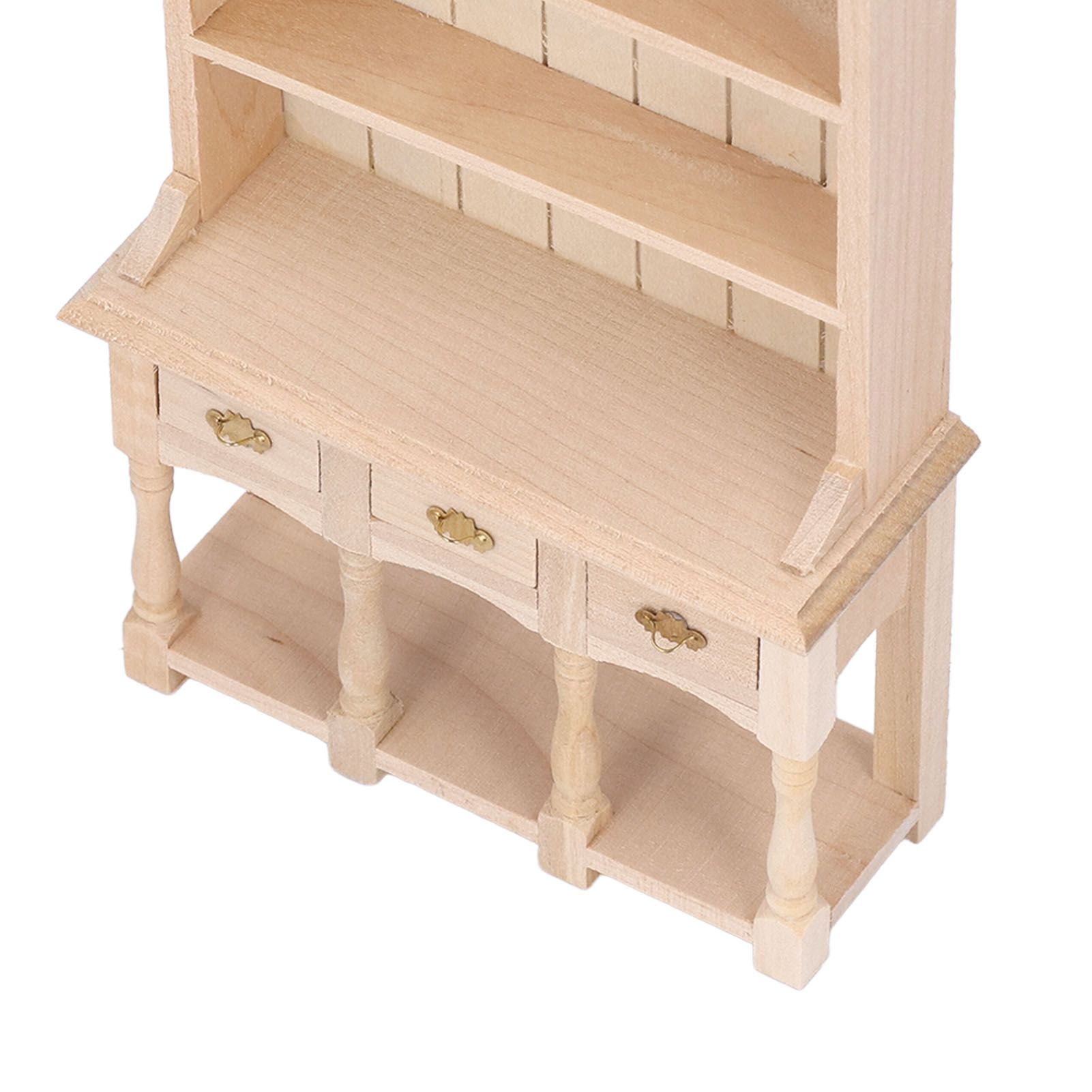 Dollhouse Bookshelf 1/12 Scale 3 Layer Drawer Design Classic Pure Colors DIY view 14
