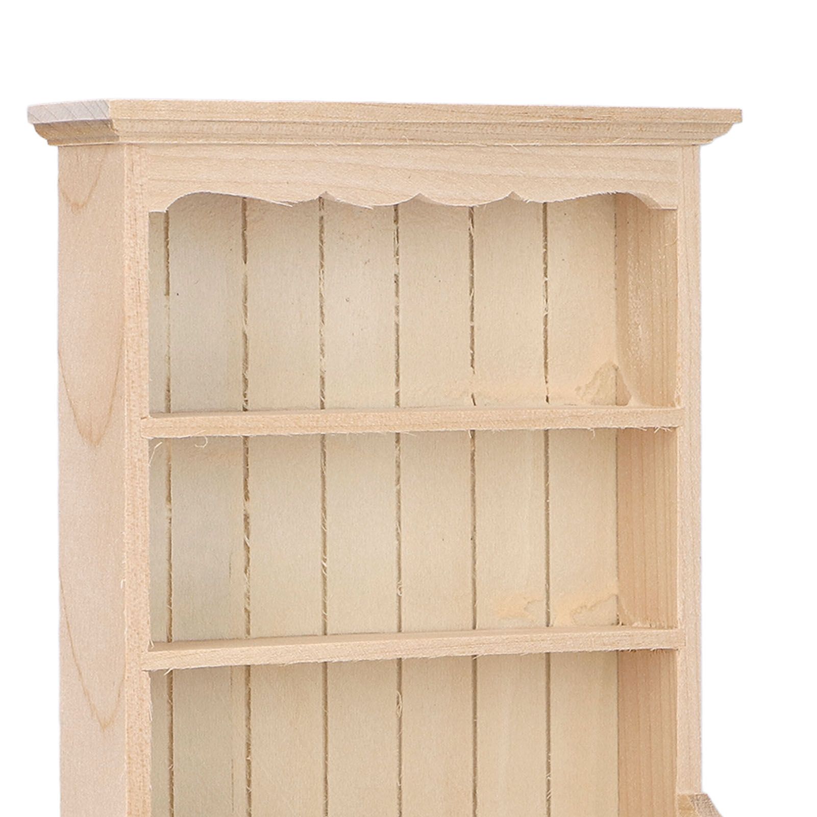 Dollhouse Bookshelf 1/12 Scale 3 Layer Drawer Design Classic Pure Colors DIY view 15