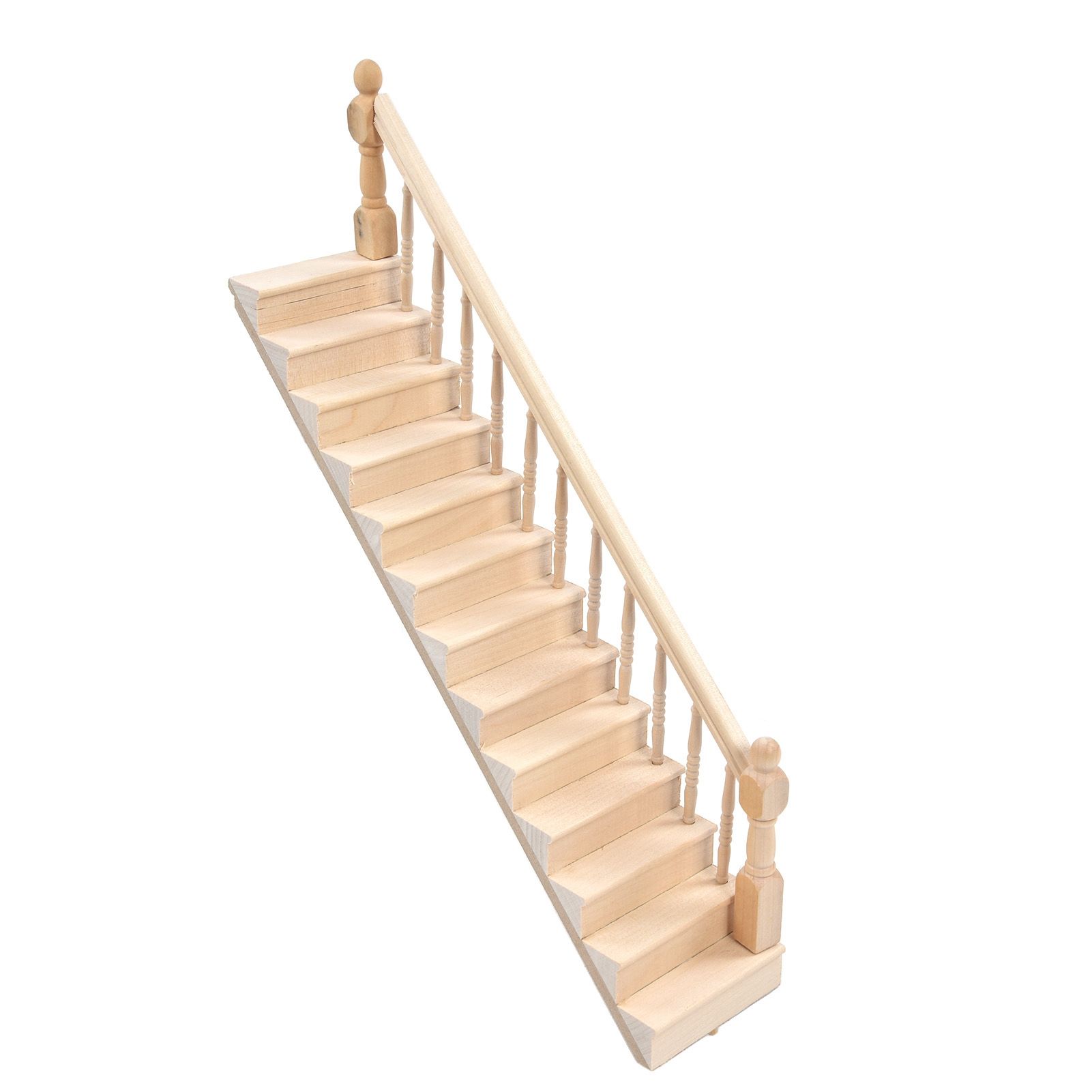 Doll House Stairs Glossy Rounded Corners Birch Material DIY Vivd Cute 1/12 view 3