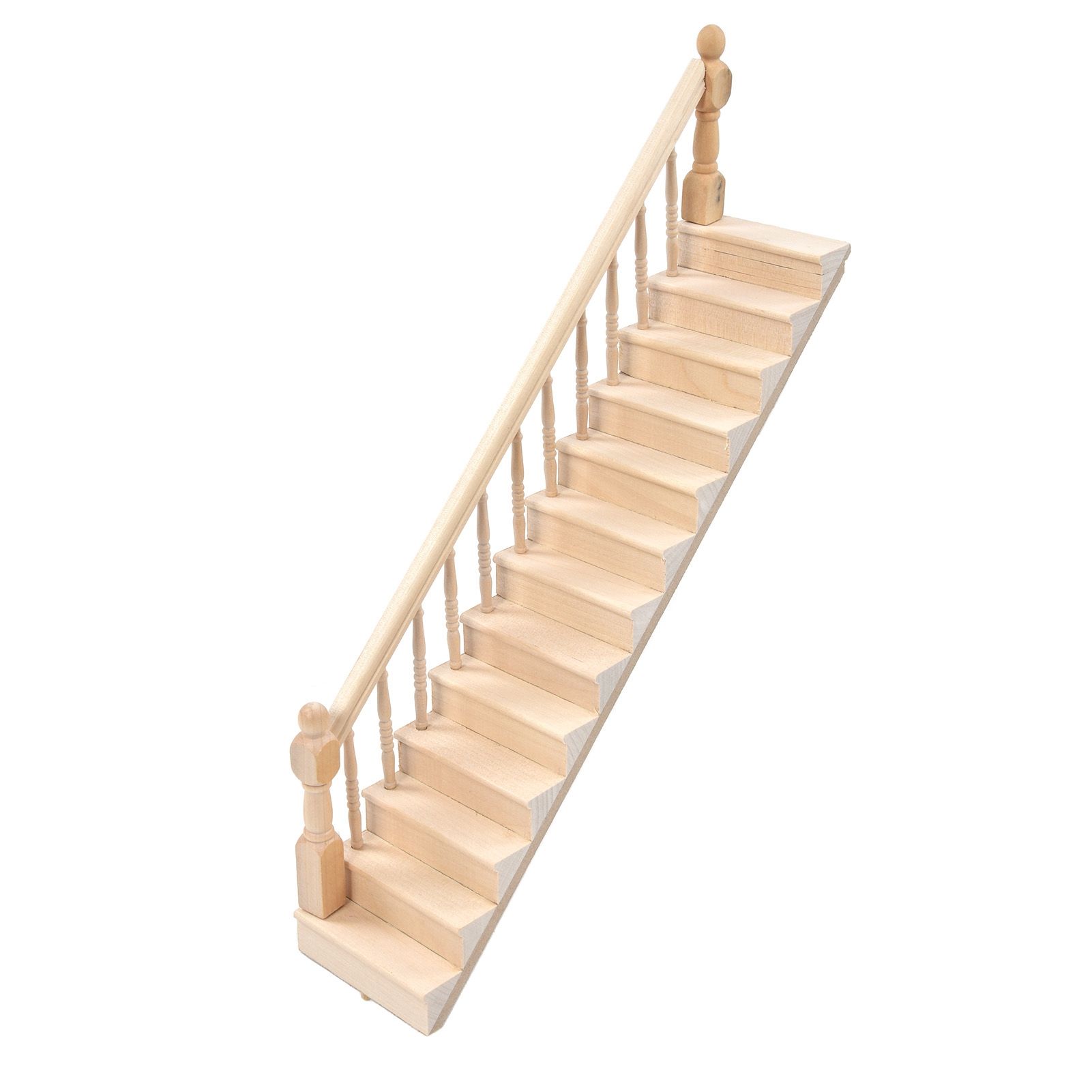 Doll House Stairs Glossy Rounded Corners Birch Material DIY Vivd Cute 1/12 view 3