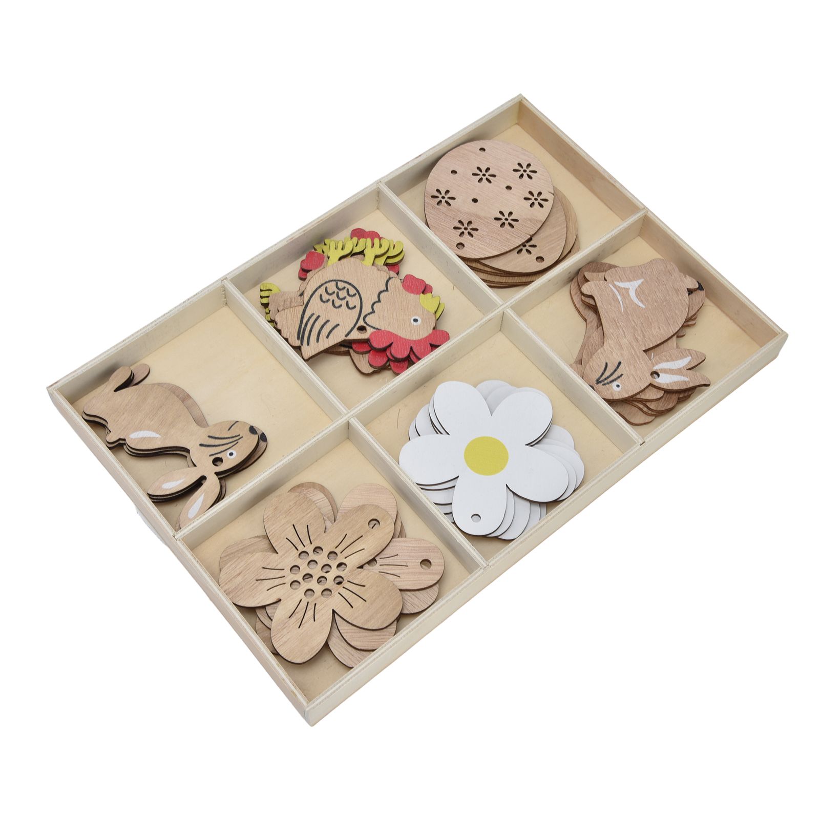 30Pcs Wooden Easter Pendant Bunny Flower Chicken Eggs Durable Wood Eye view 2