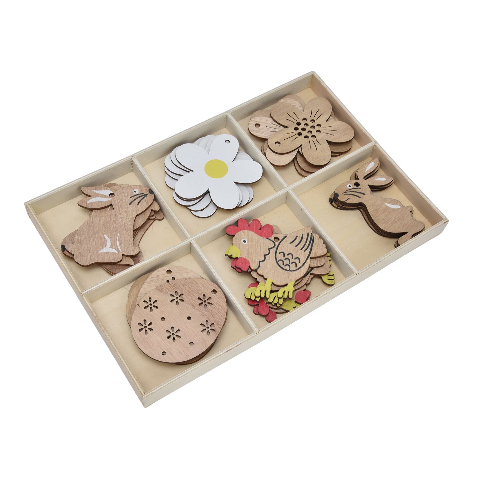 30Pcs Wooden Easter Pendant Bunny Flower Chicken Eggs Durable Wood Eye view 3