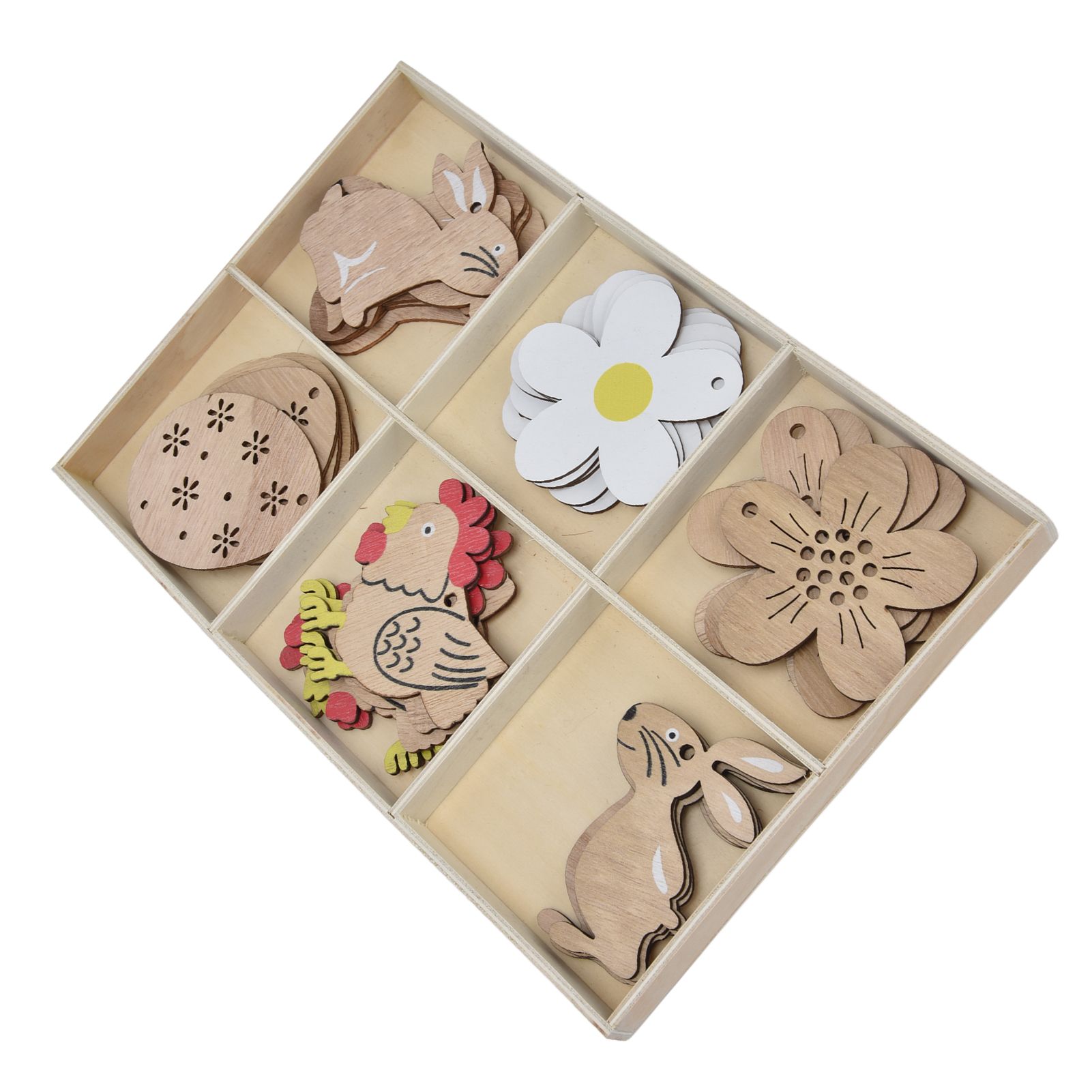 30Pcs Wooden Easter Pendant Bunny Flower Chicken Eggs Durable Wood Eye view 5