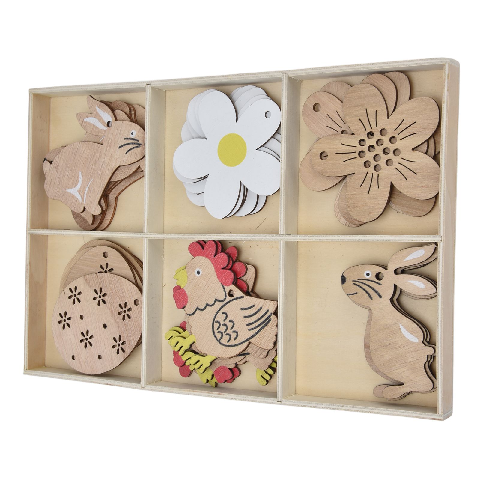 30Pcs Wooden Easter Pendant Bunny Flower Chicken Eggs Durable Wood Eye view 6