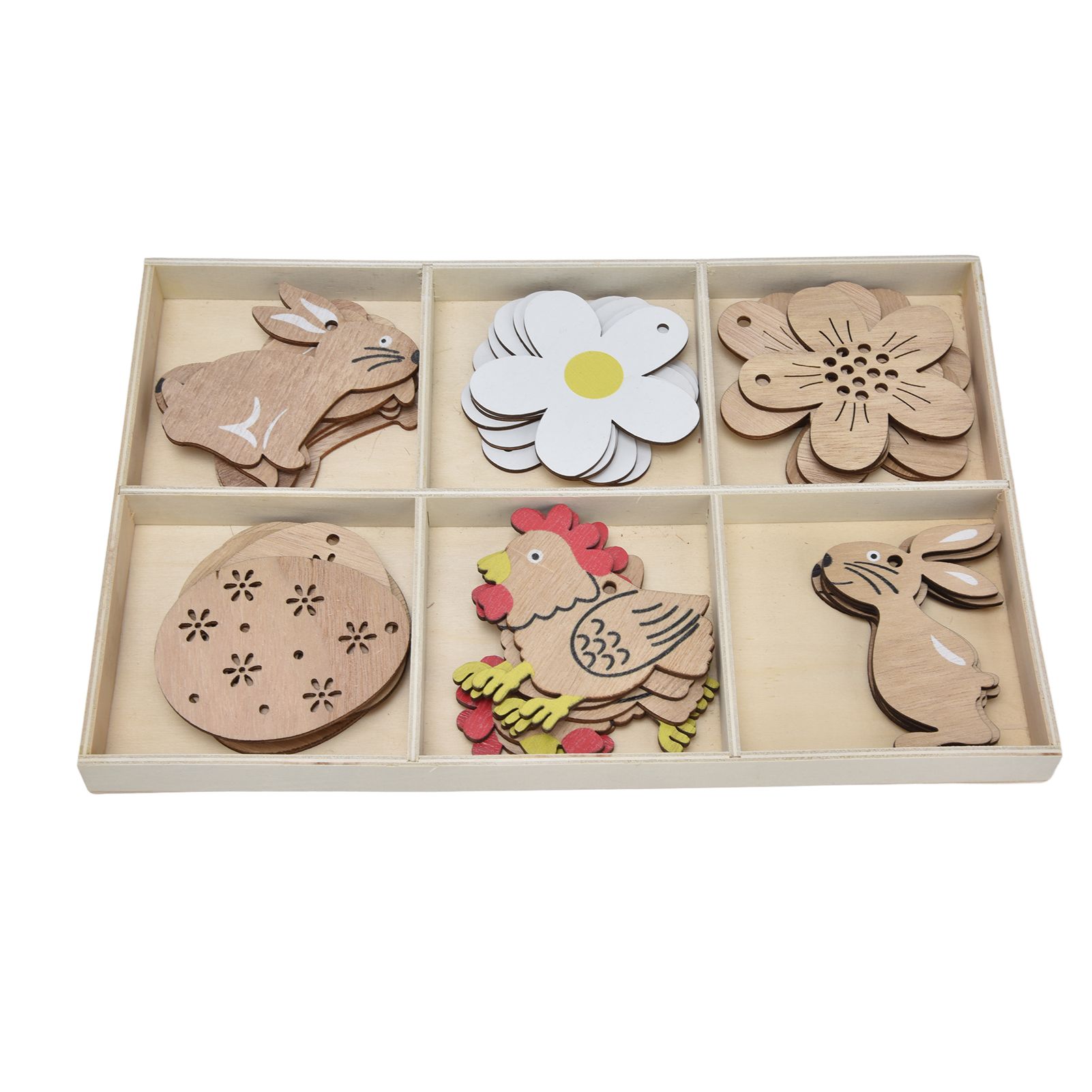 30Pcs Wooden Easter Pendant Bunny Flower Chicken Eggs Durable Wood Eye view 7