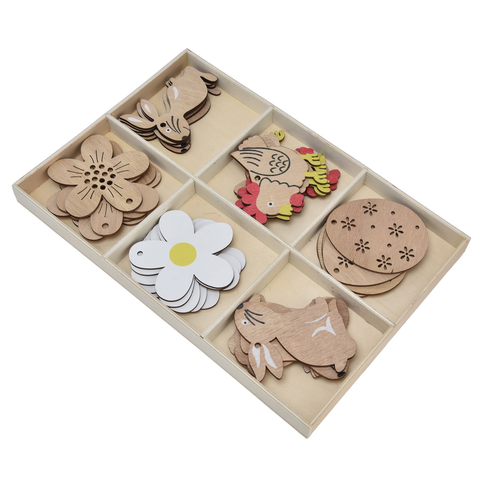 30Pcs Wooden Easter Pendant Bunny Flower Chicken Eggs Durable Wood Eye view 10
