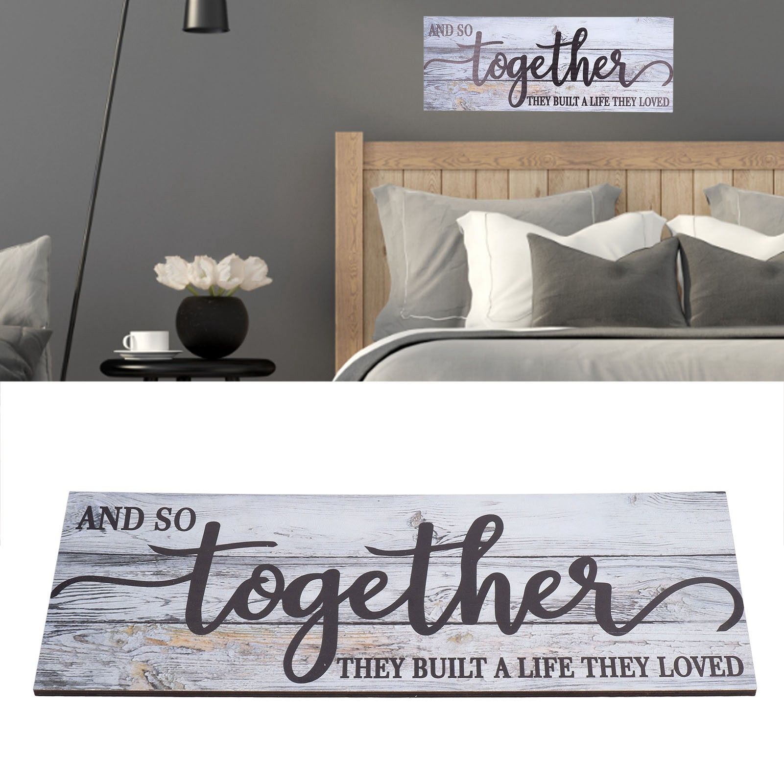 Wooden Wall Sign Together Word Durable Waterproof Odorless Boxwood Lightweight view 11