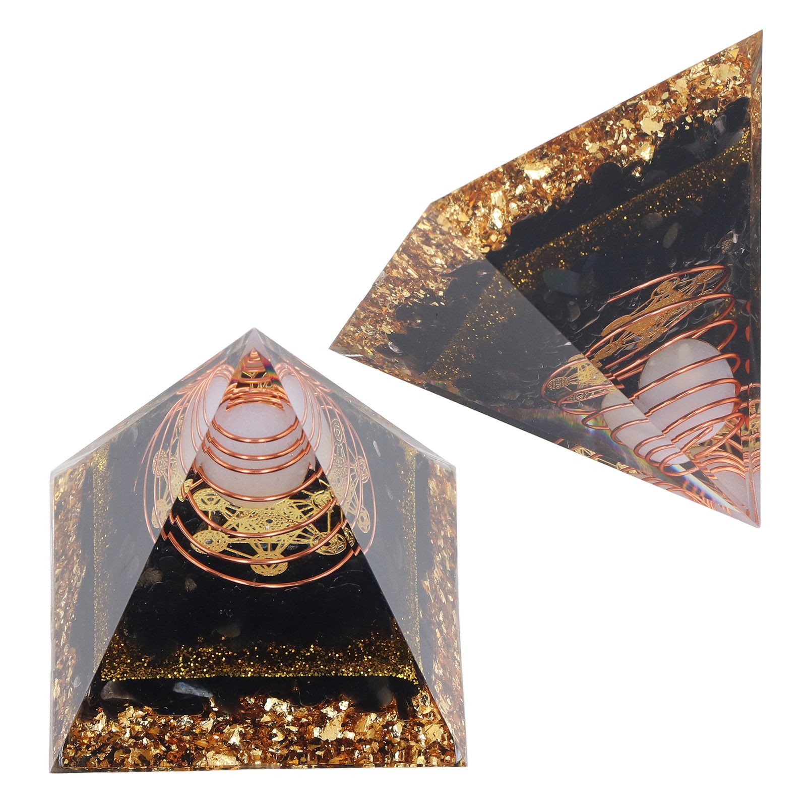 Orgone Pyramid Decorative Balancing Energy Power Stone Pyramid Ornament for view 6
