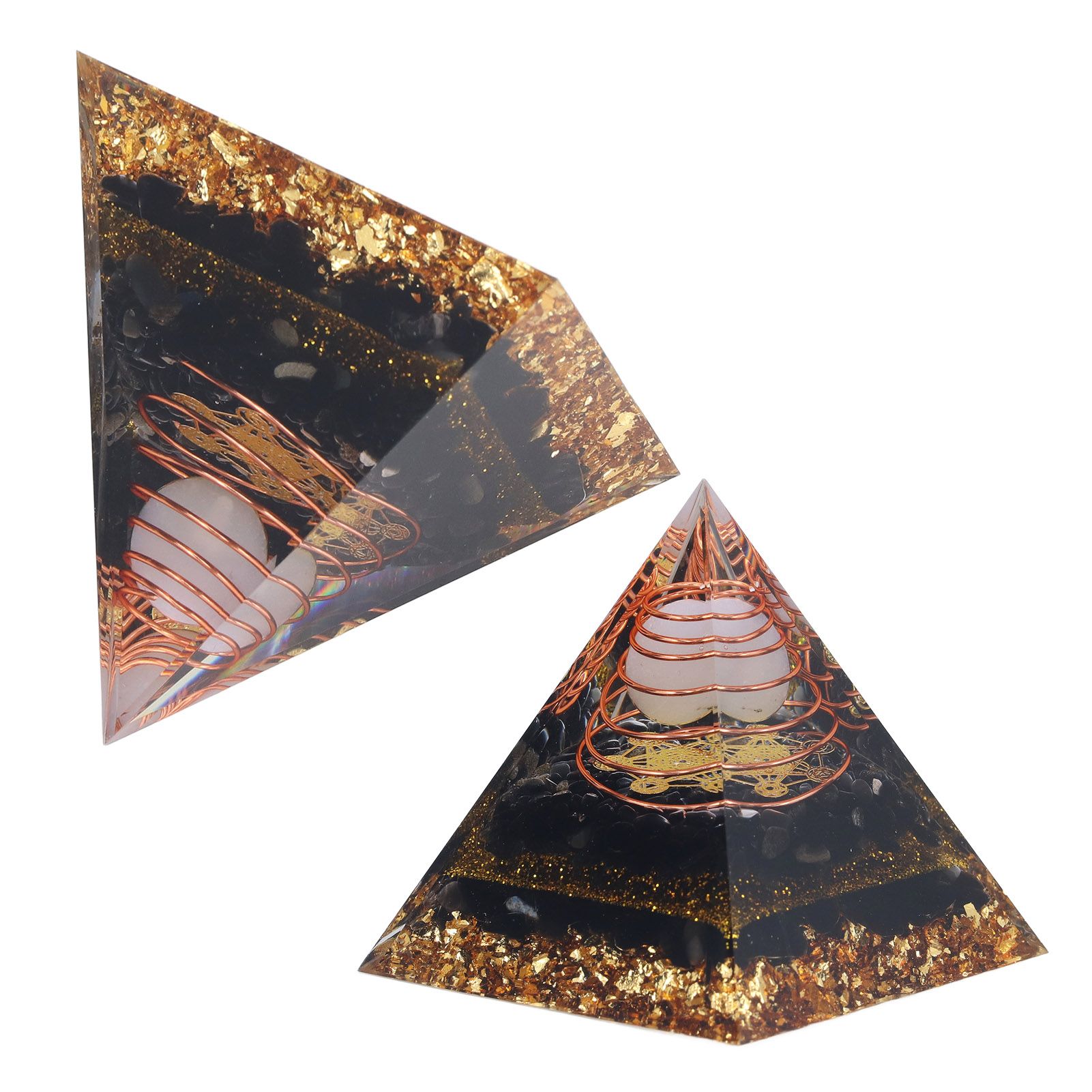 Orgone Pyramid Decorative Balancing Energy Power Stone Pyramid Ornament for view 7