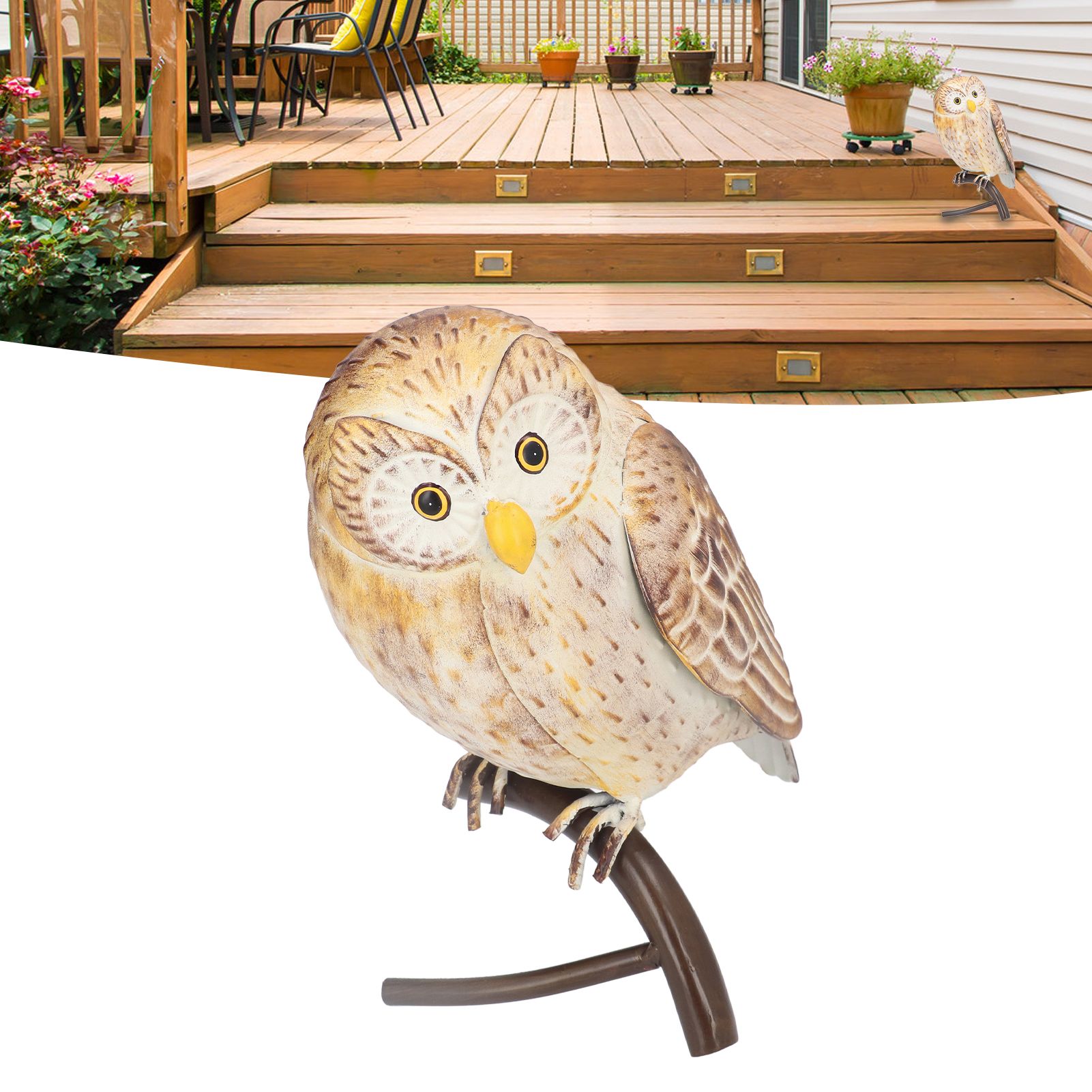 Owl Sculpture Iron Lifelike Decorative Desk Owl Statue Crafts Ornament for view 11