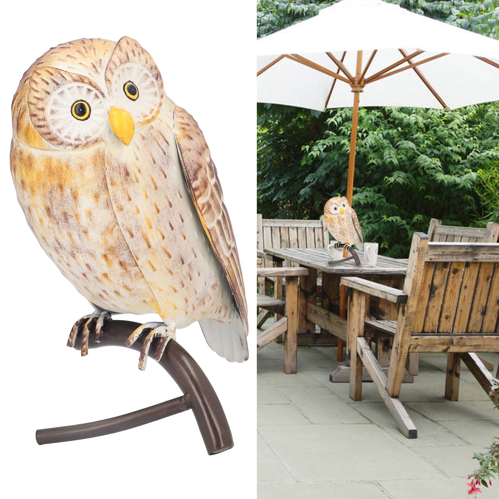 Owl Sculpture Iron Lifelike Decorative Desk Owl Statue Crafts Ornament for view 12