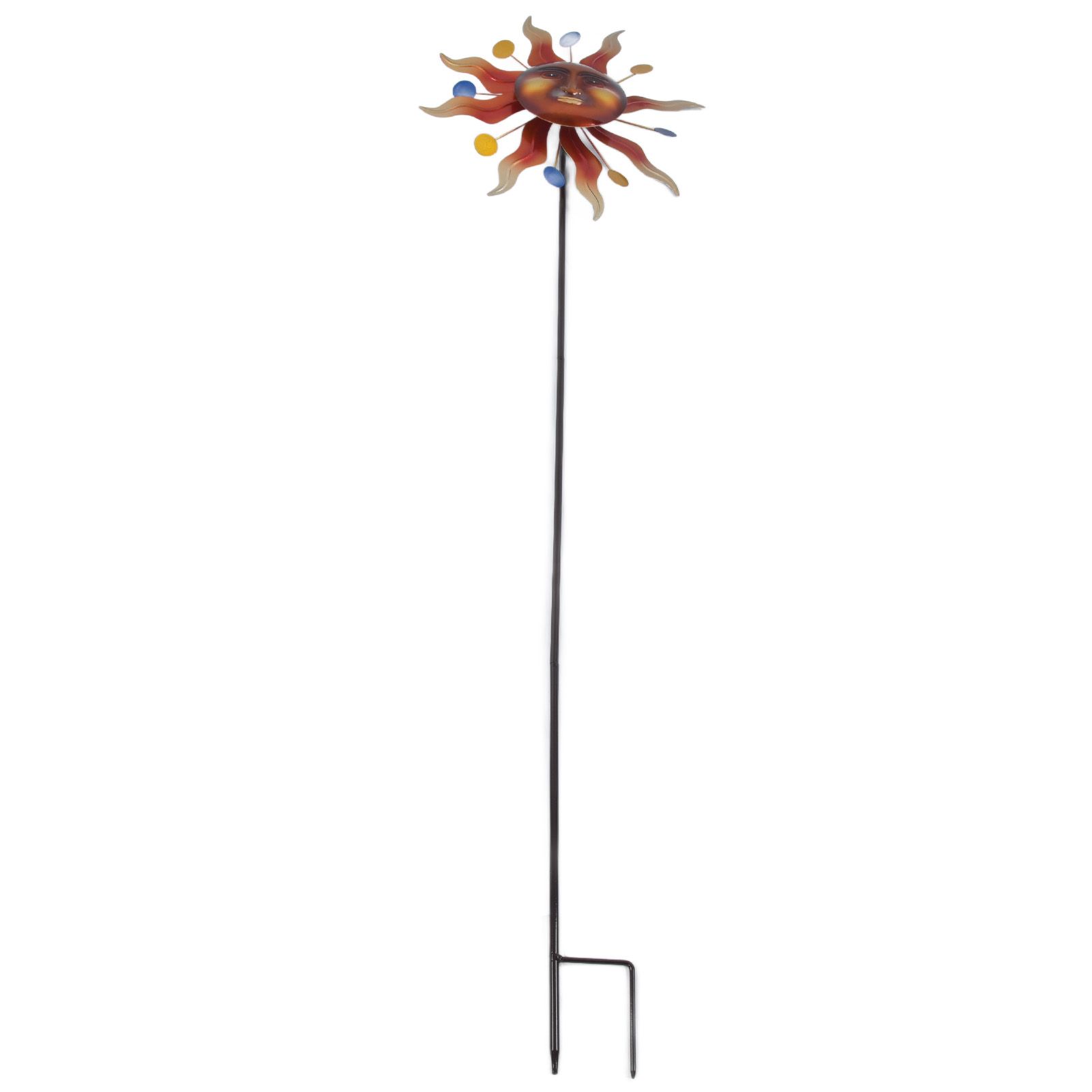 Sun Windmill Iron Weather Resistant Decorative Flower Wind Spinner with Ground view 2