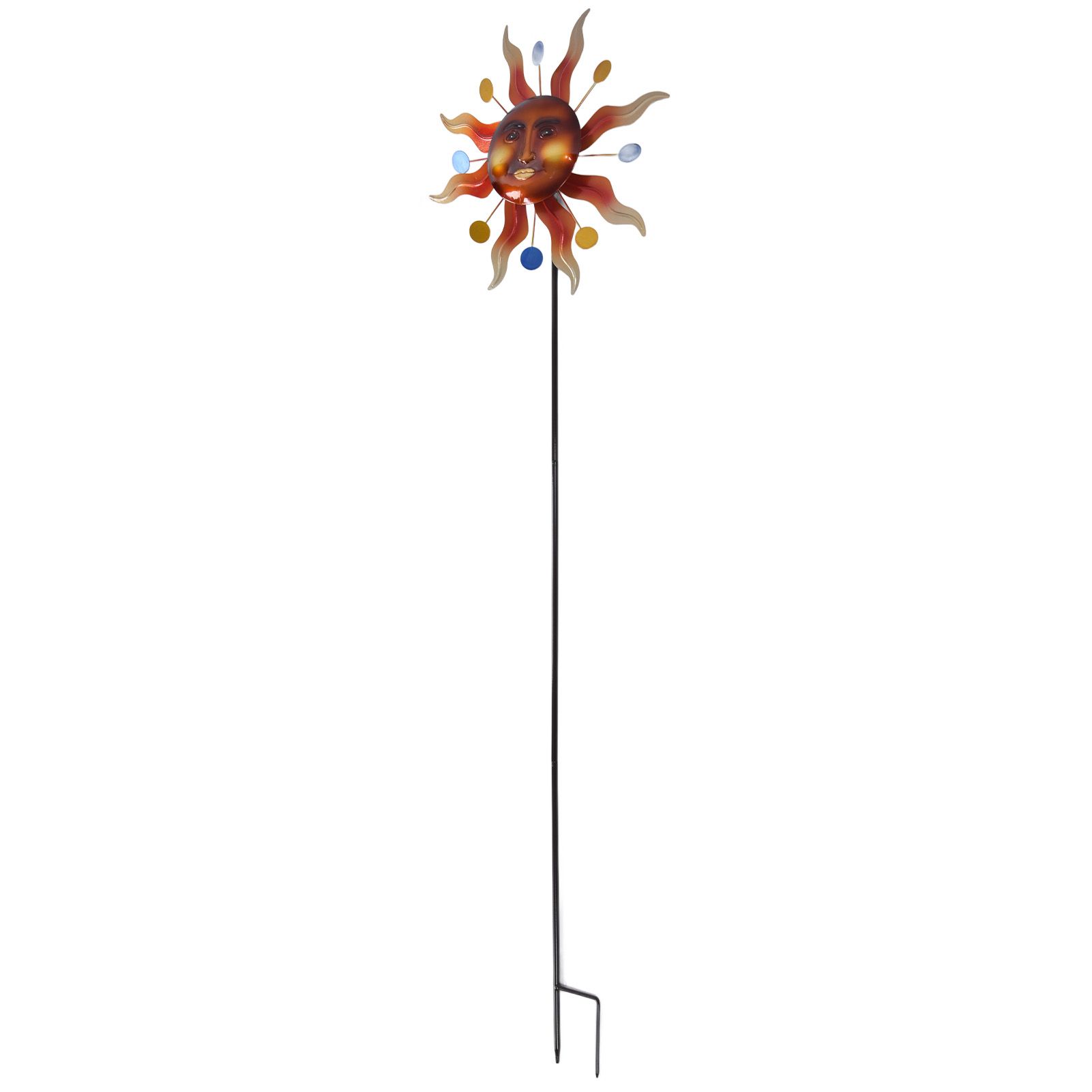 Sun Windmill Iron Weather Resistant Decorative Flower Wind Spinner with Ground view 3