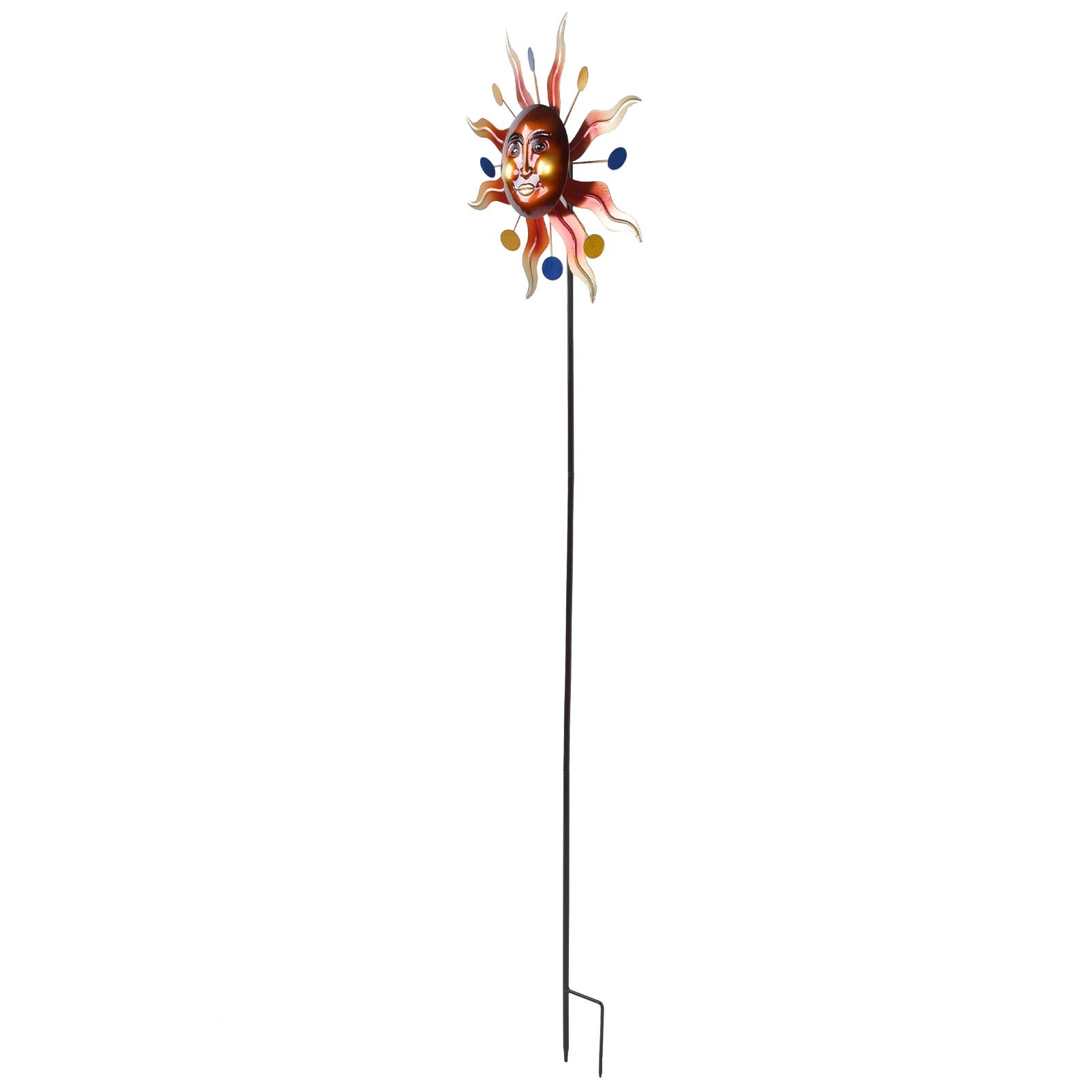 Sun Windmill Iron Weather Resistant Decorative Flower Wind Spinner with Ground view 4