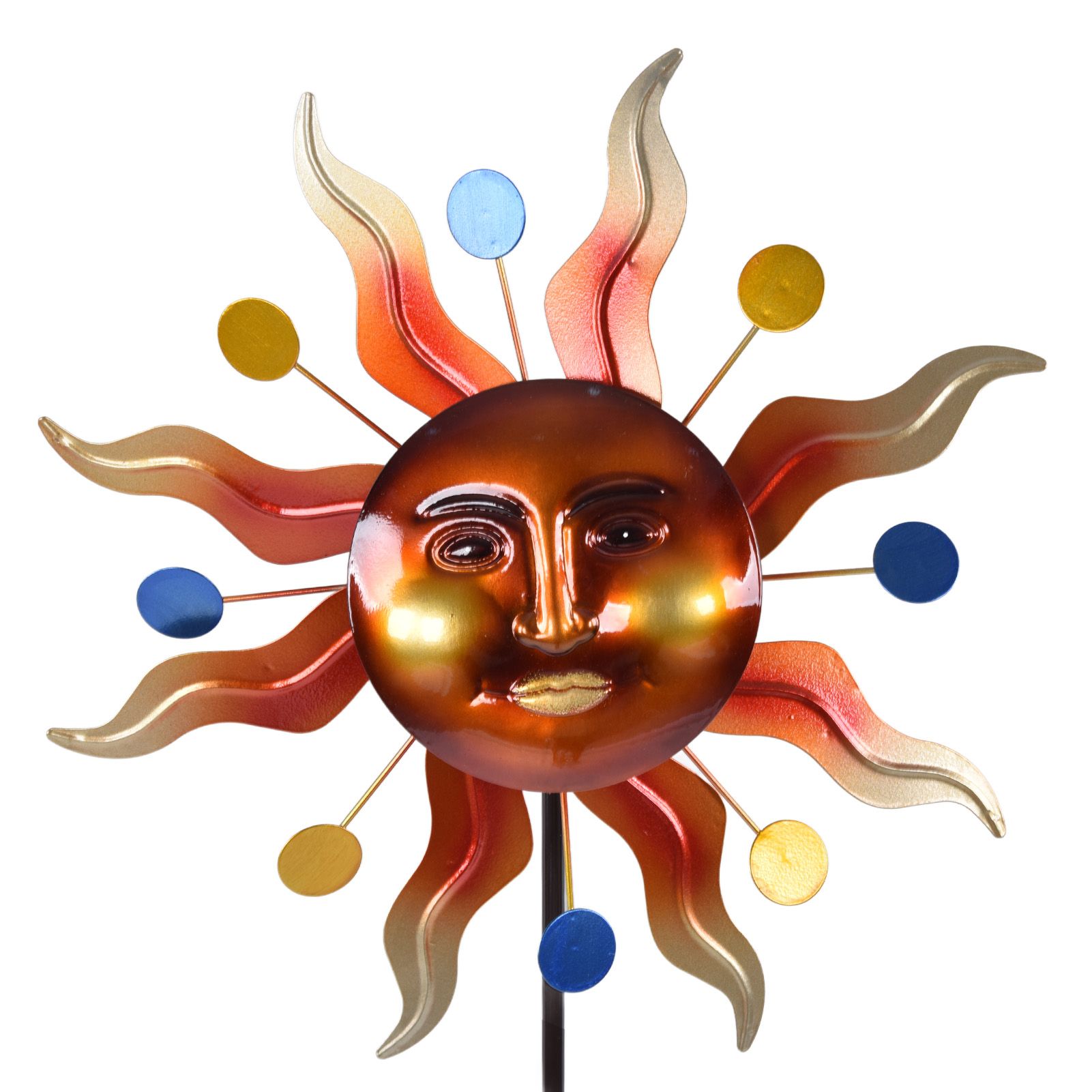 Sun Windmill Iron Weather Resistant Decorative Flower Wind Spinner with Ground view 13