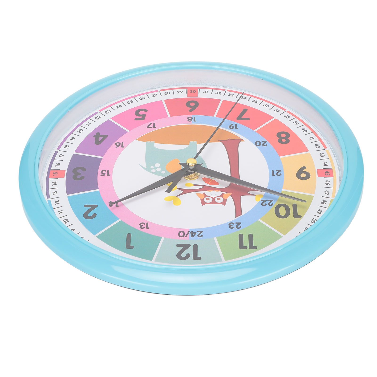 Wall Clock Plastic Cartoon Colorful Quartz Time Learning Hanging Clock for view 2