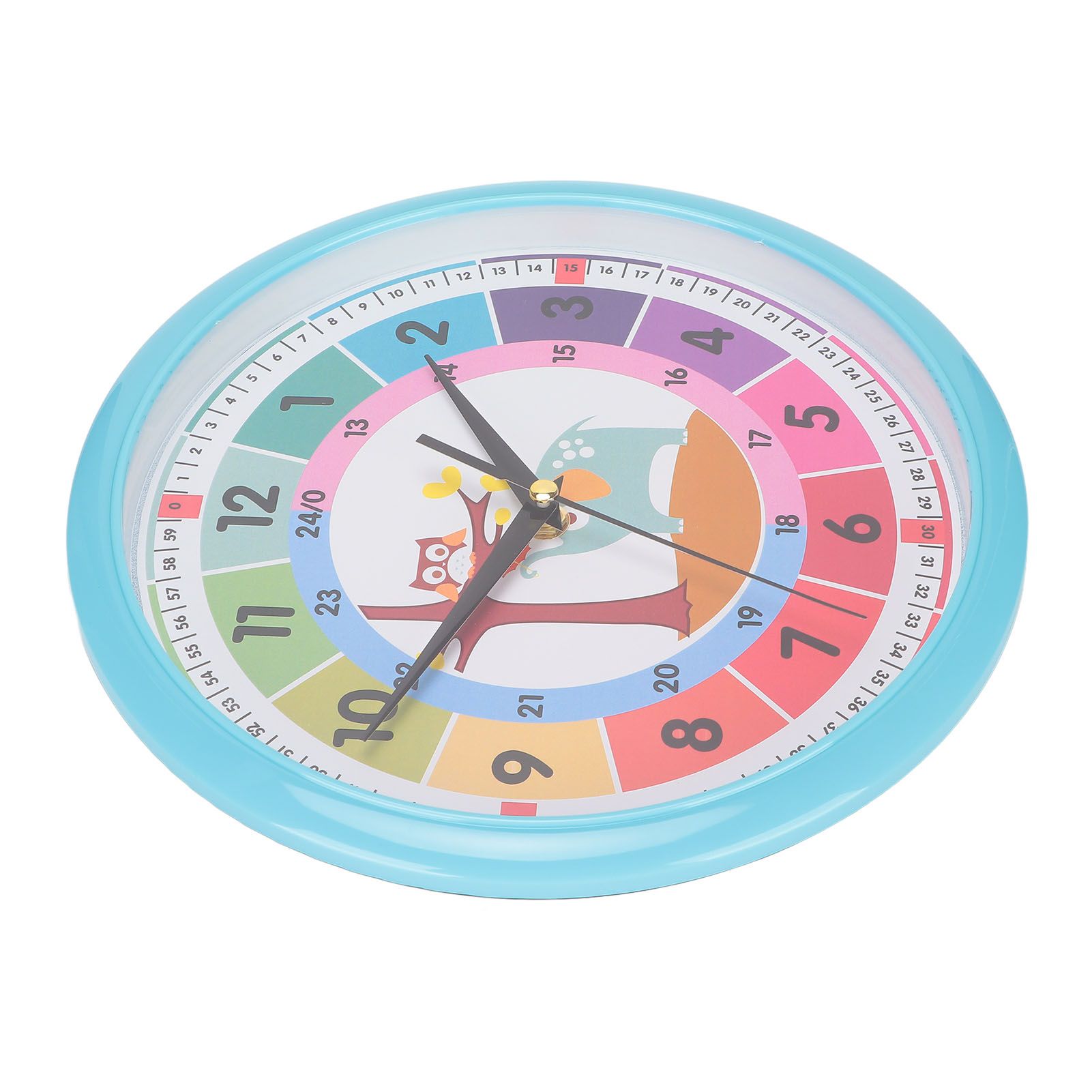 Wall Clock Plastic Cartoon Colorful Quartz Time Learning Hanging Clock for view 3