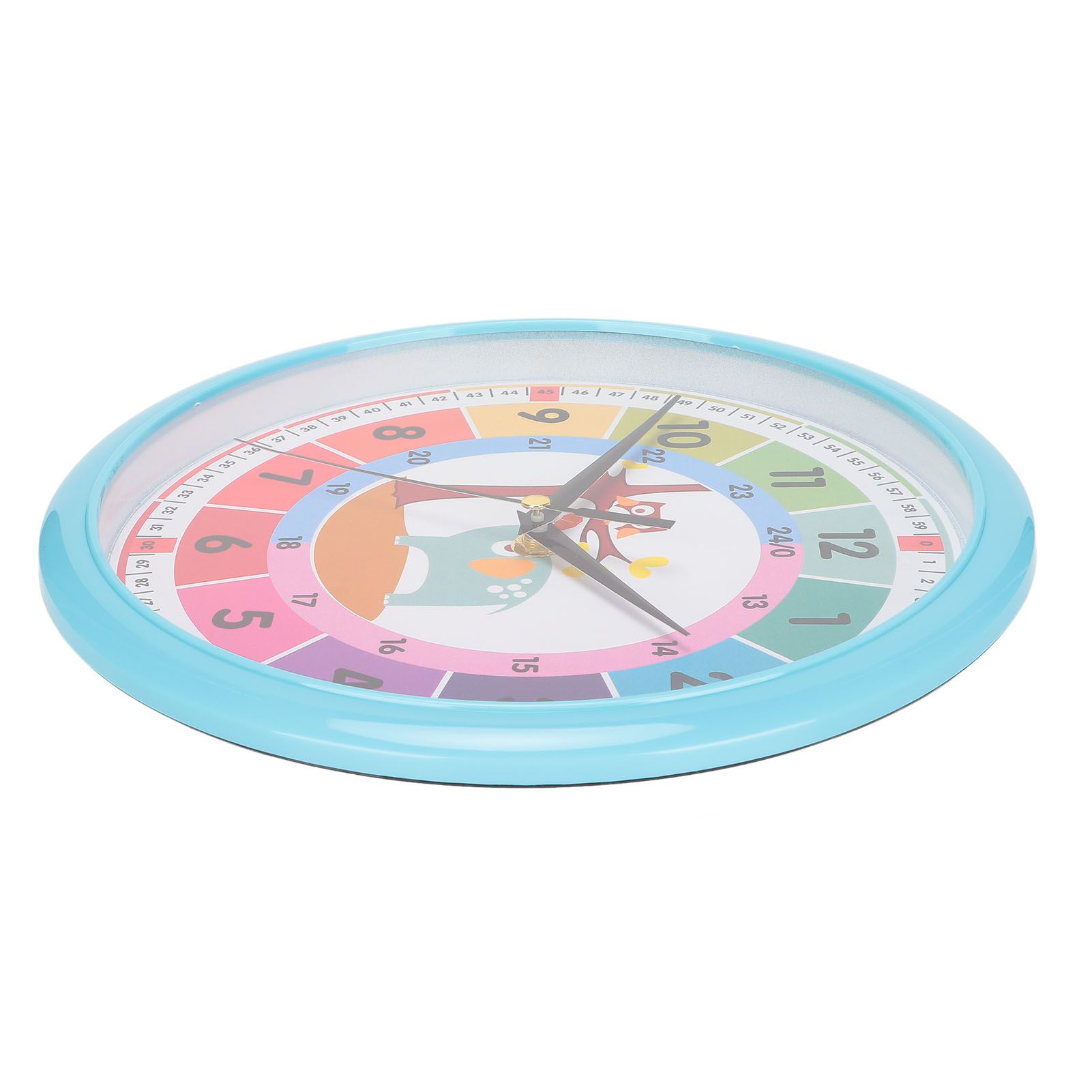 Wall Clock Plastic Cartoon Colorful Quartz Time Learning Hanging Clock for view 4