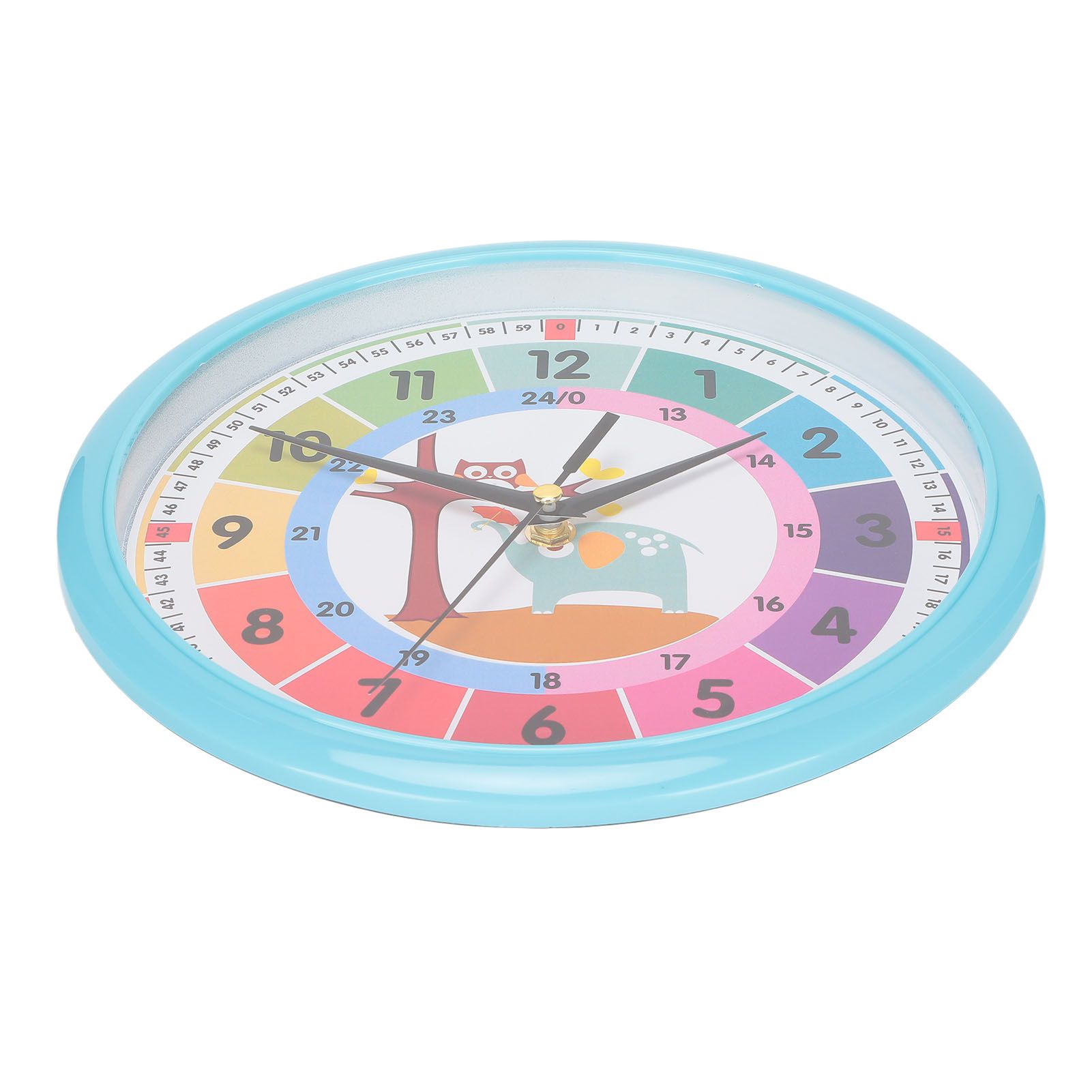 Wall Clock Plastic Cartoon Colorful Quartz Time Learning Hanging Clock for view 5