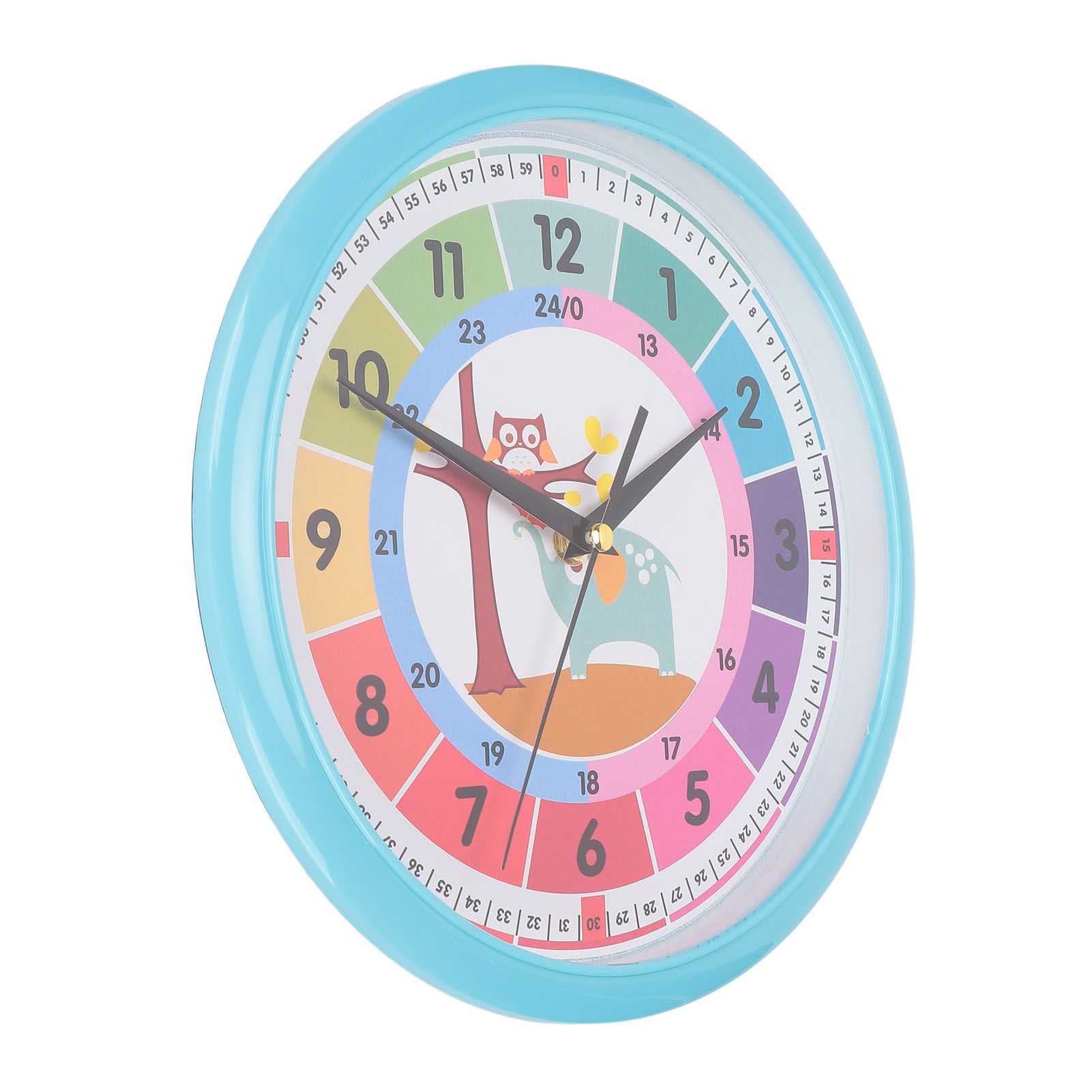 Wall Clock Plastic Cartoon Colorful Quartz Time Learning Hanging Clock for view 6