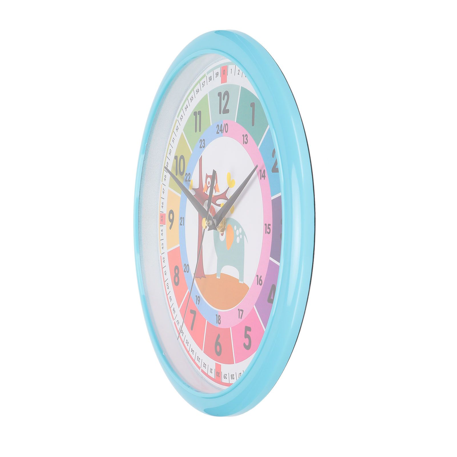 Wall Clock Plastic Cartoon Colorful Quartz Time Learning Hanging Clock for view 7