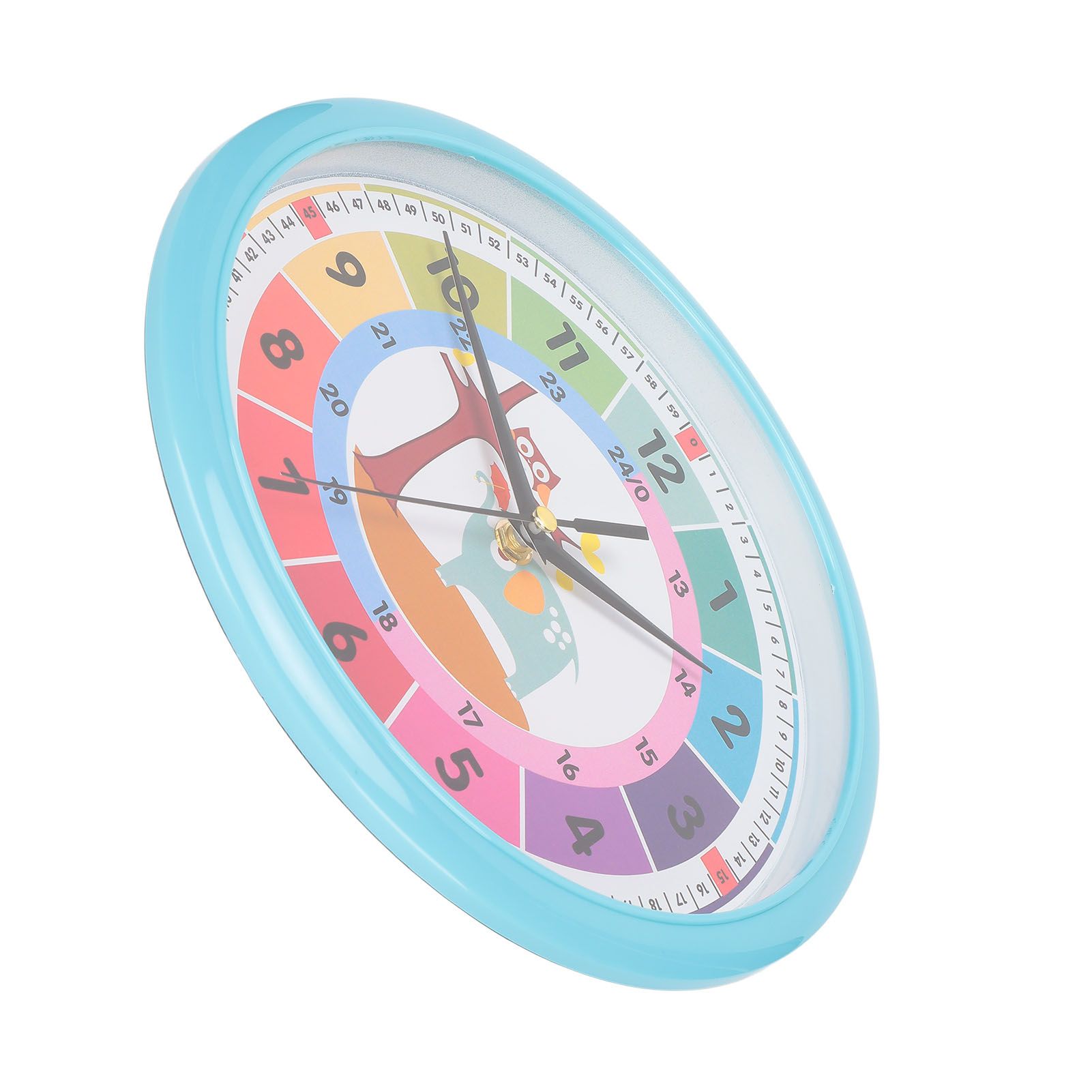 Wall Clock Plastic Cartoon Colorful Quartz Time Learning Hanging Clock for view 9