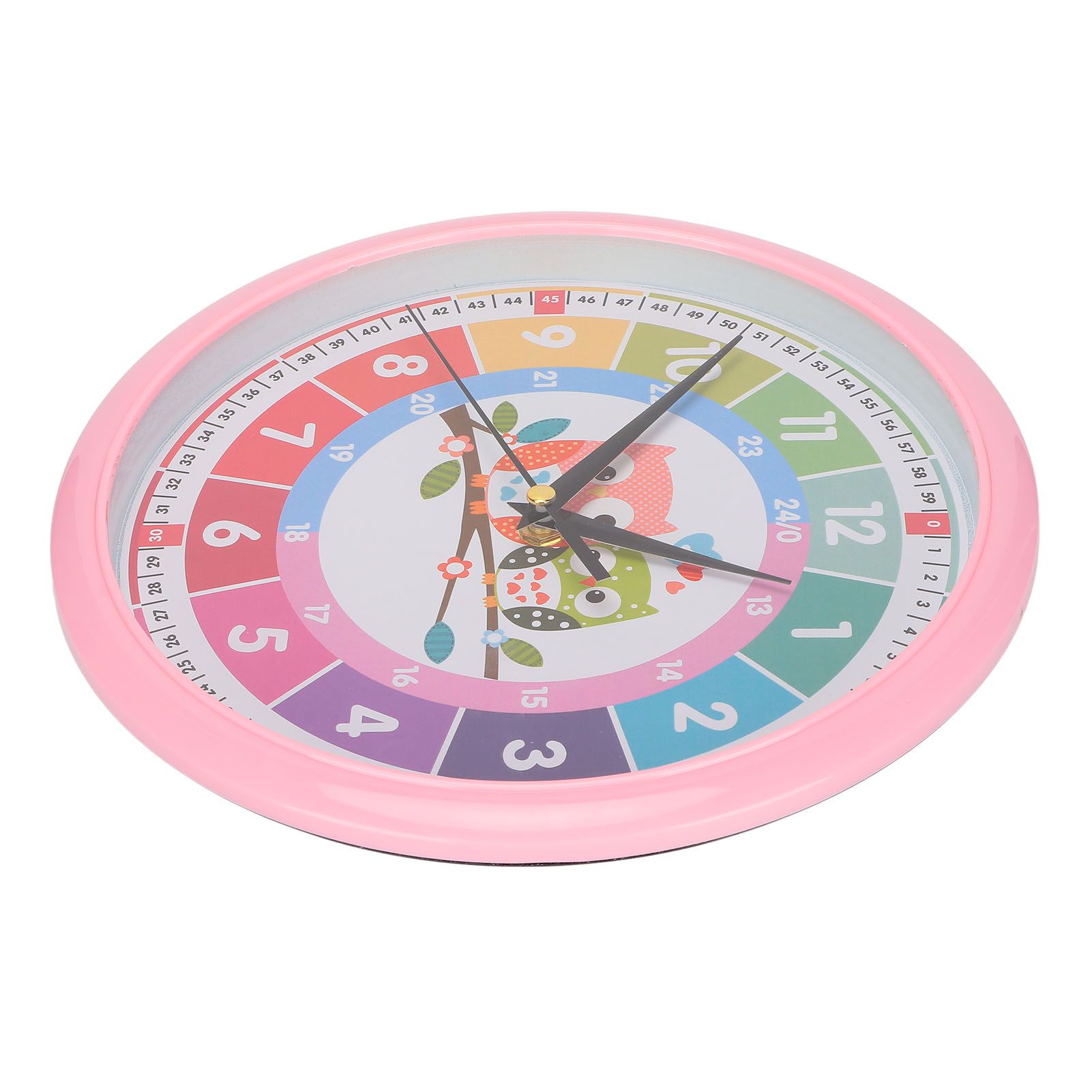 Wall Clock Plastic Cartoon Colorful Quartz Time Learning Hanging Clock for view 2
