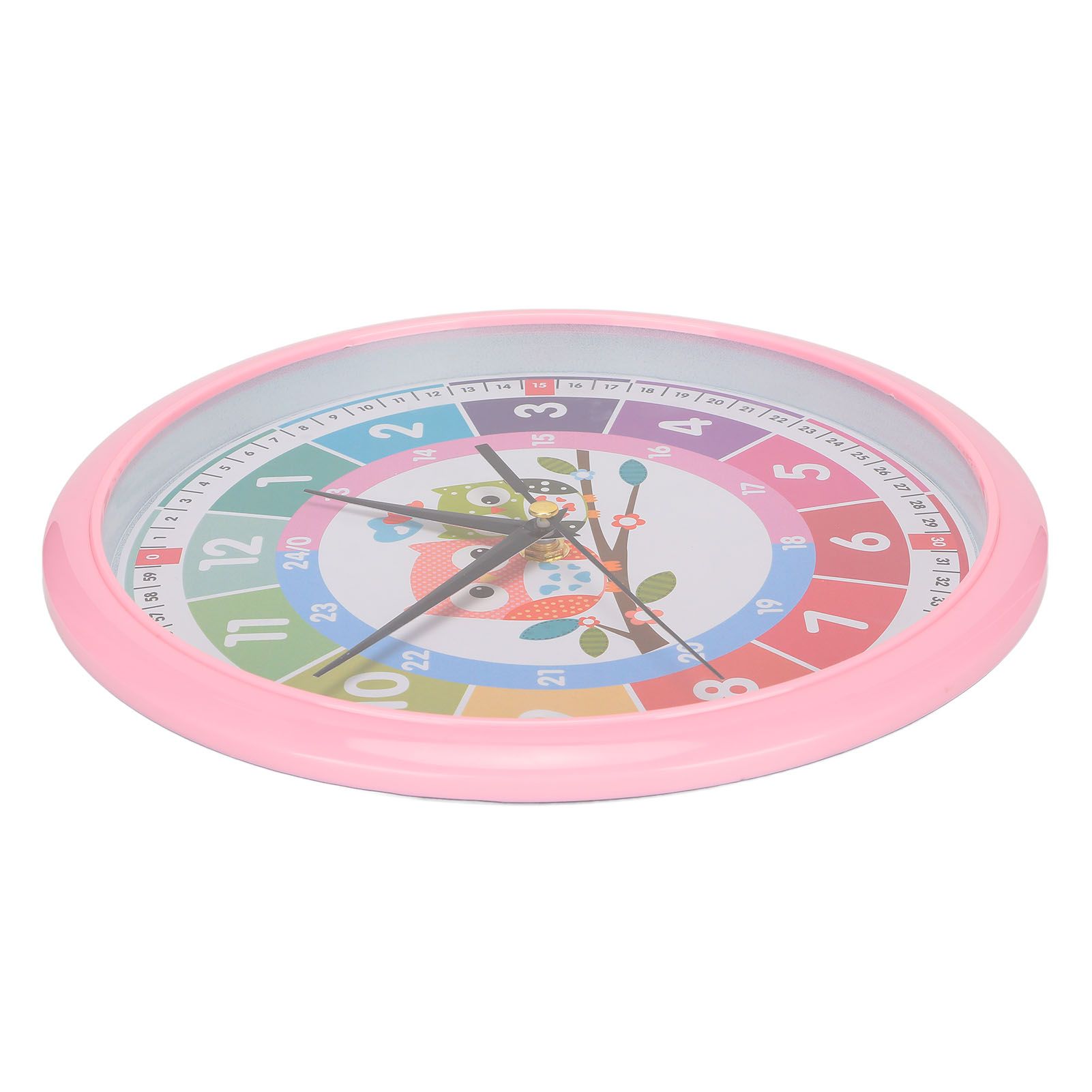 Wall Clock Plastic Cartoon Colorful Quartz Time Learning Hanging Clock for view 3