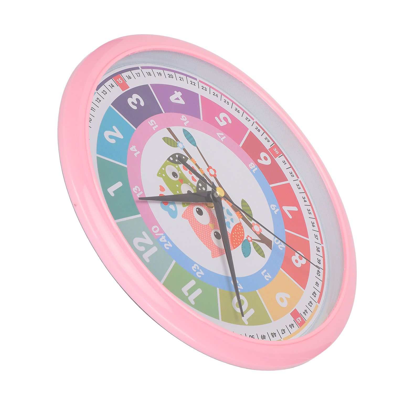 Wall Clock Plastic Cartoon Colorful Quartz Time Learning Hanging Clock for view 6