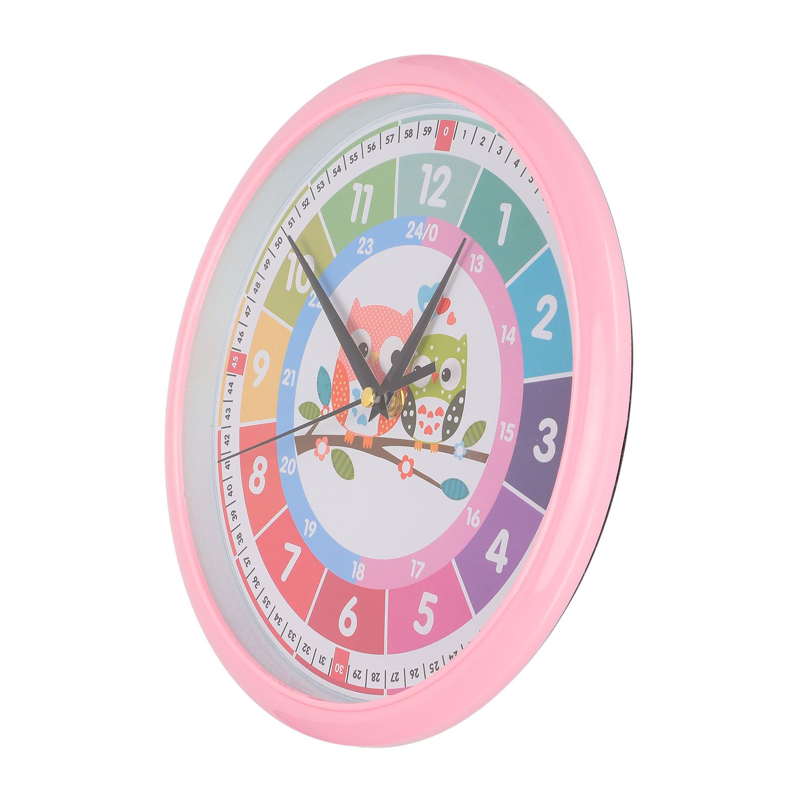 Wall Clock Plastic Cartoon Colorful Quartz Time Learning Hanging Clock for view 7