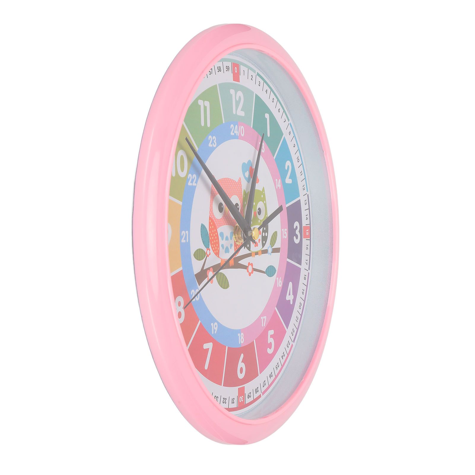 Wall Clock Plastic Cartoon Colorful Quartz Time Learning Hanging Clock for view 8