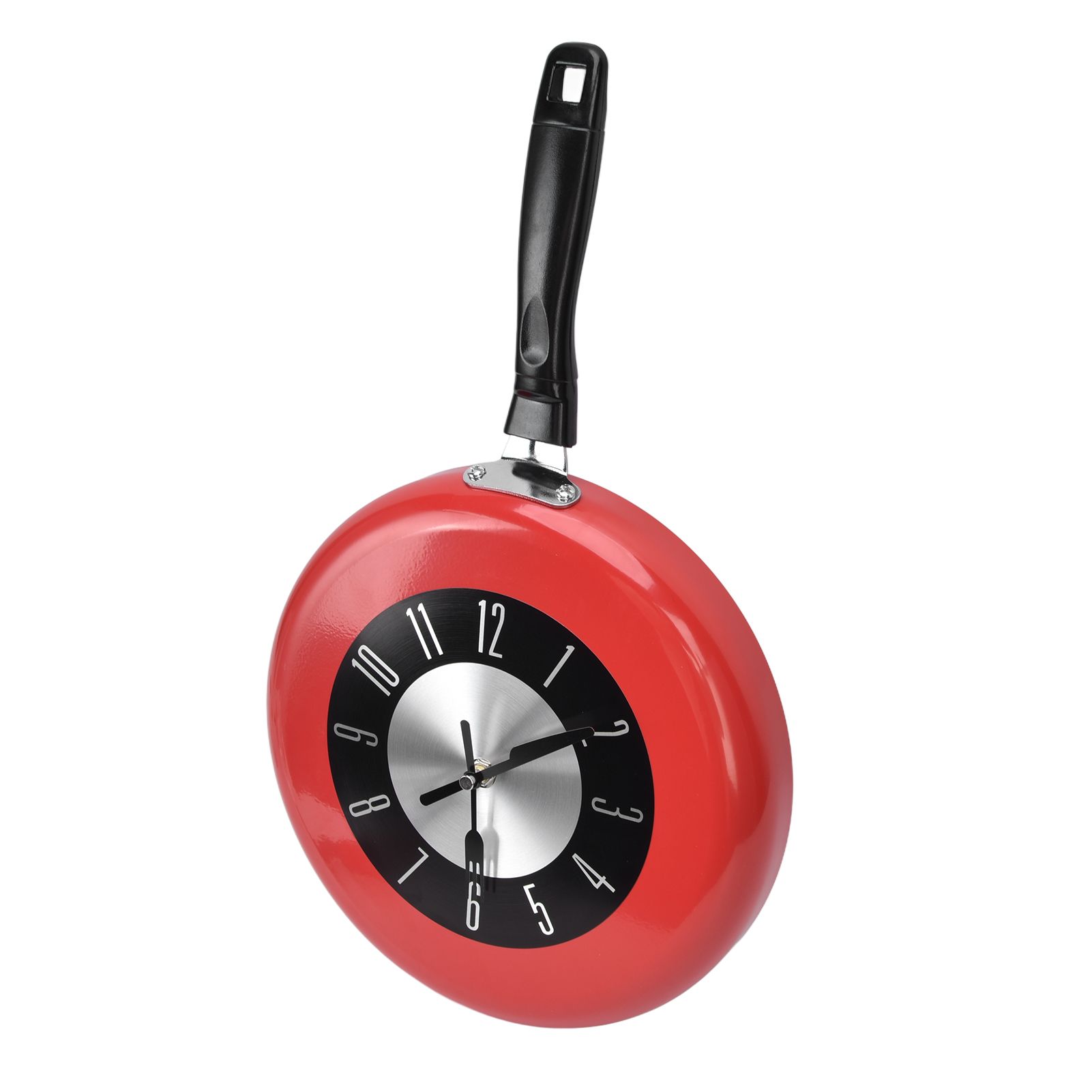 Frying Pan Wall Clock Aluminum Kitchen Pot Decorative Hanging Clocks for view 3