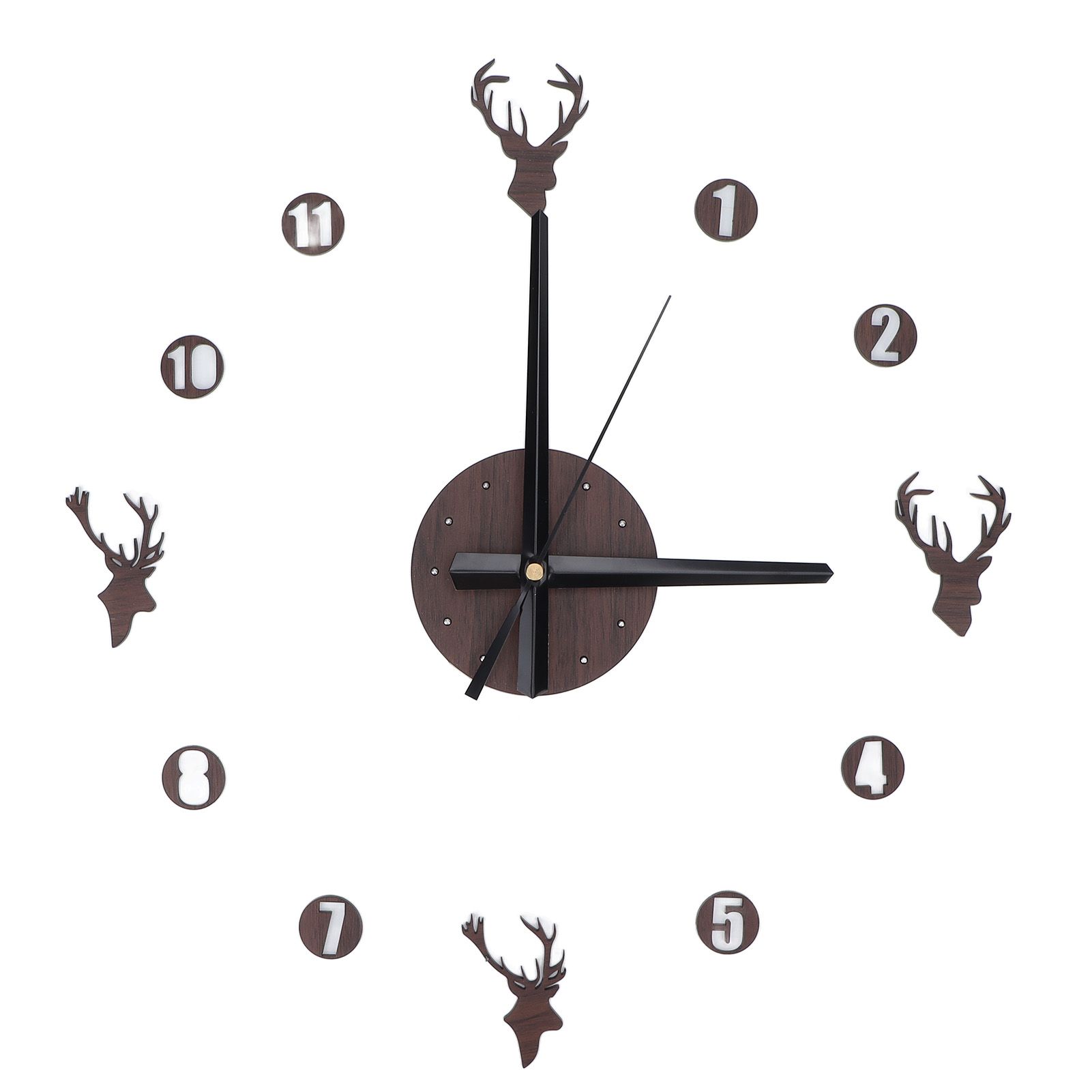 Frameless Wall Clock Deer Head 3D Effect Self Adhesive DIY Clock with Silent view 5