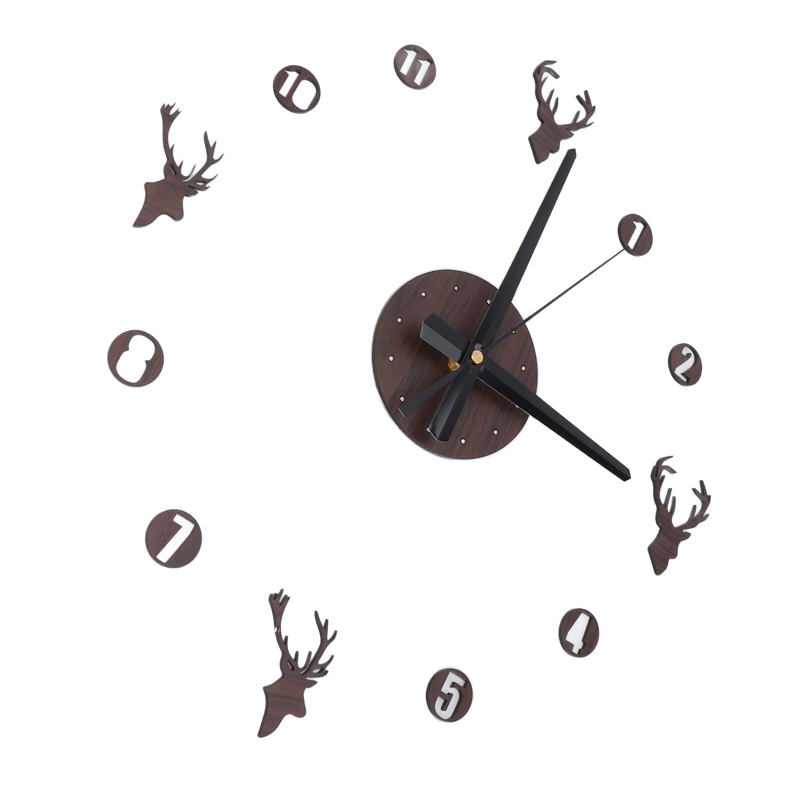 Frameless Wall Clock Deer Head 3D Effect Self Adhesive DIY Clock with Silent view 6