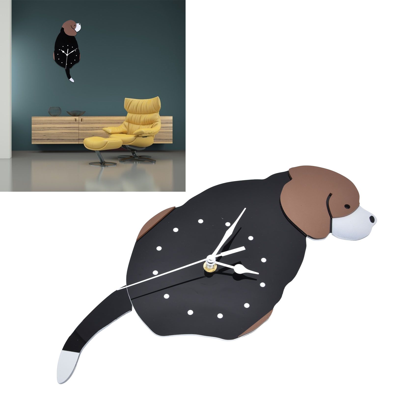 Wall Clock Self Adhesive Waterproof 3D Effect Silent Movement Dog Wall Clock view 11