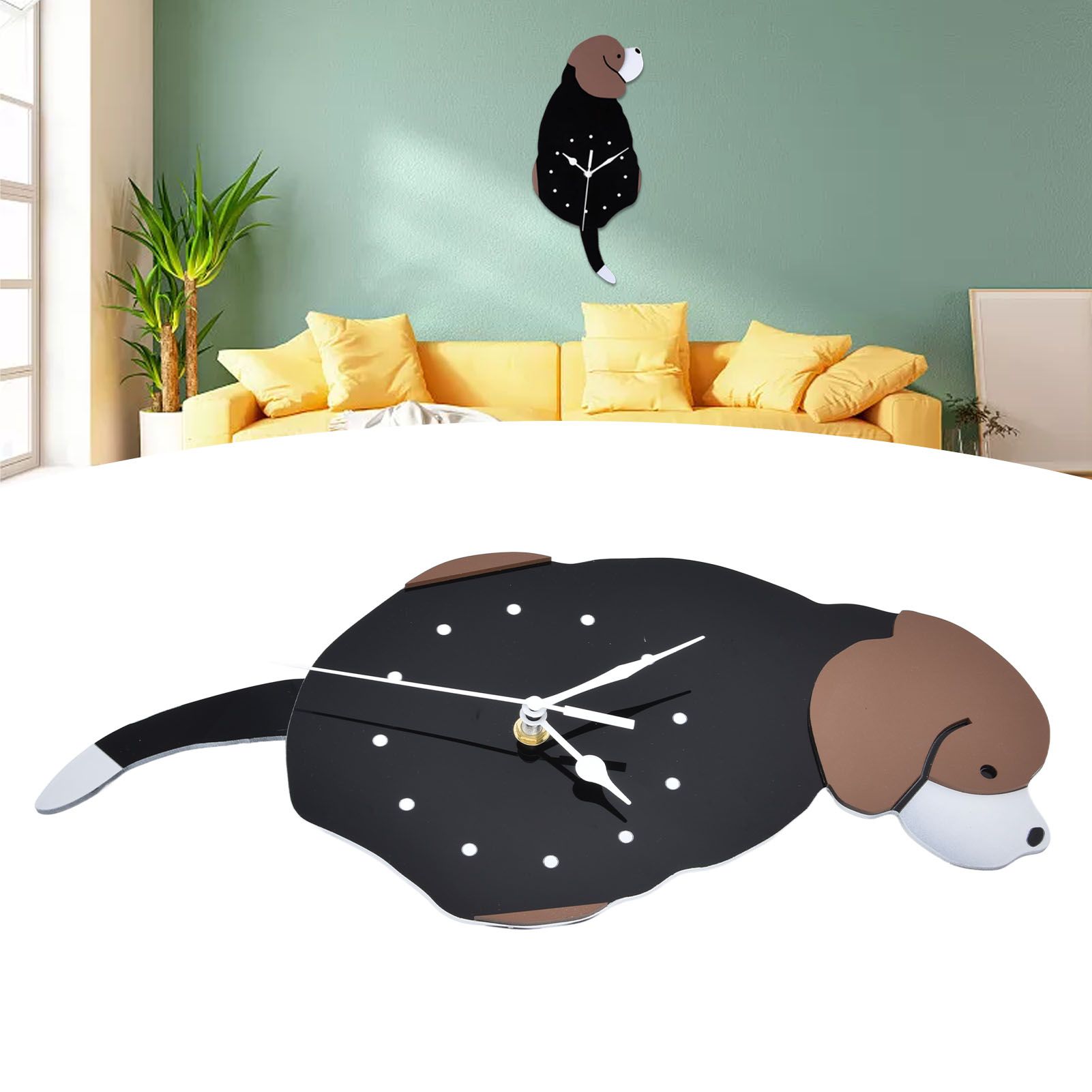 Wall Clock Self Adhesive Waterproof 3D Effect Silent Movement Dog Wall Clock view 12