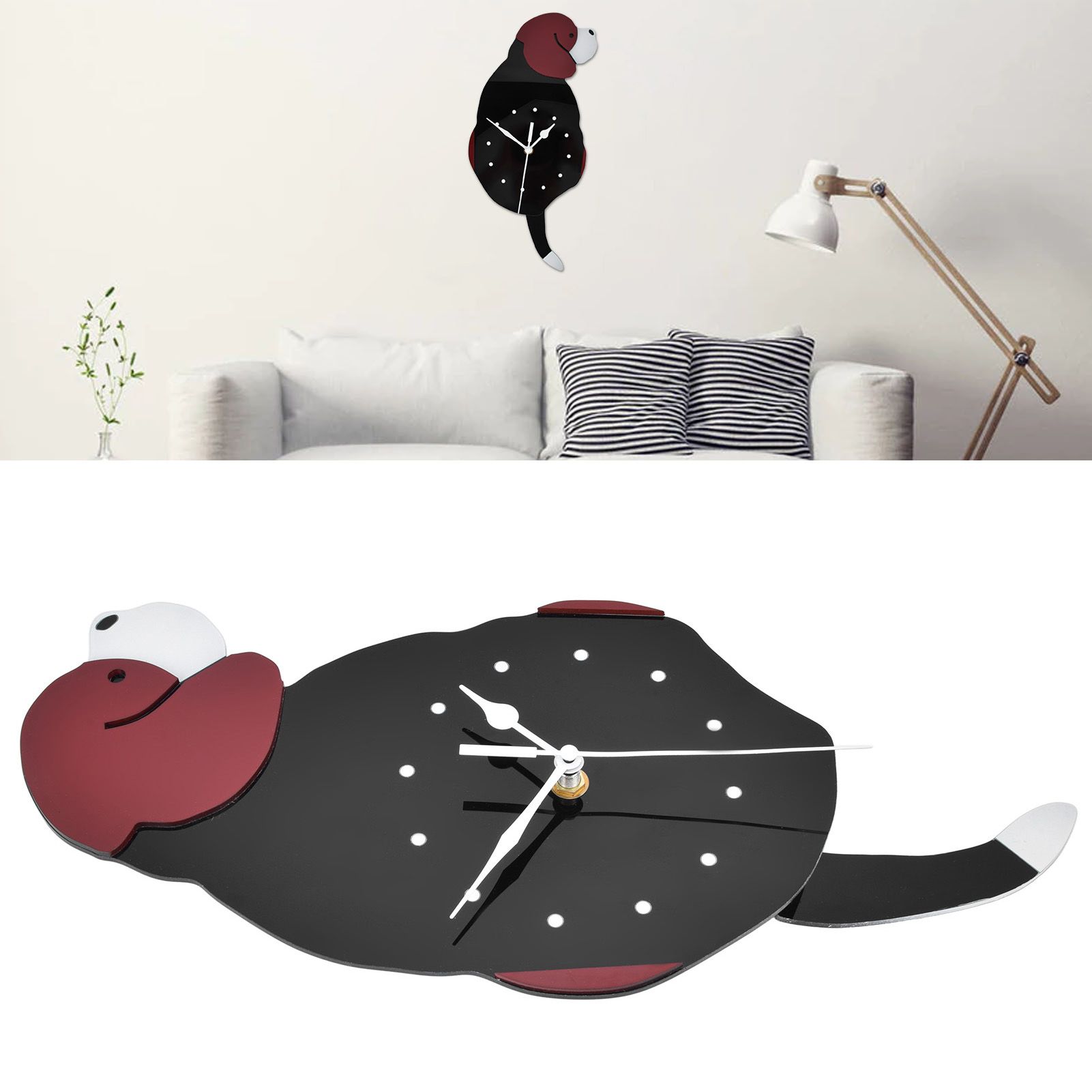 Wall Clock Swing Dog DIY Simple Fashion Silent Frameless Wall Clock With Swing view 12