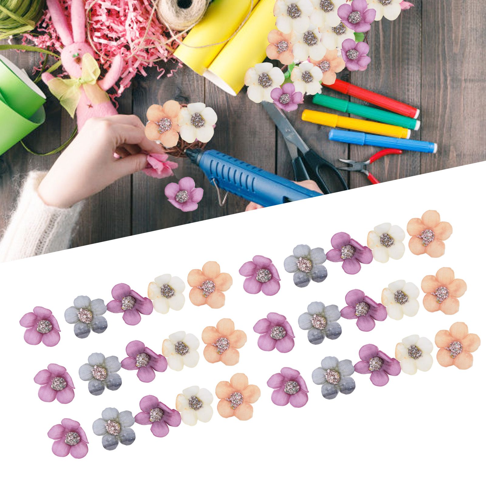200Pcs Wedding Cloth Small Flower Head 2.5cm/1.0in DIY Simulation Flowers Head view 11
