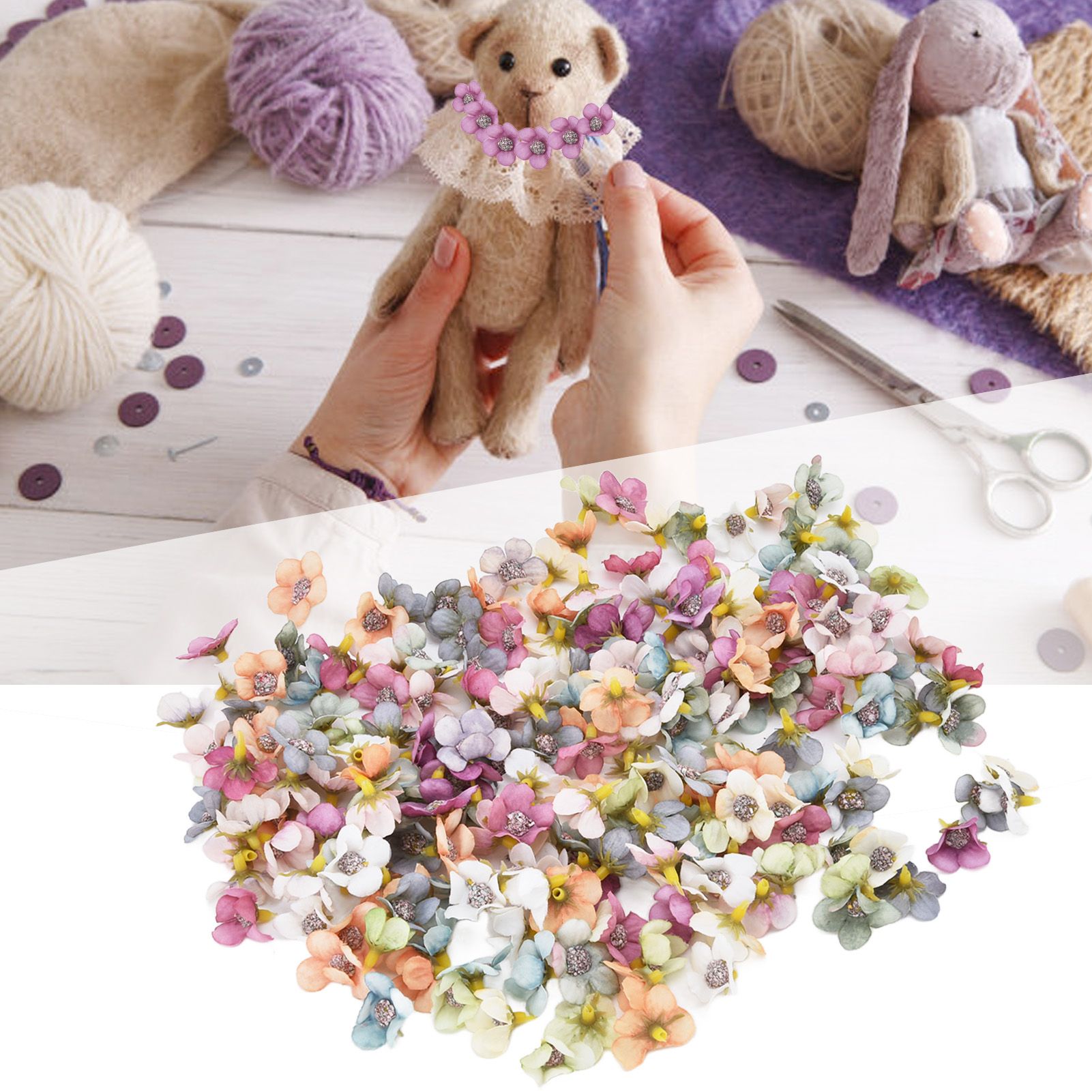 200Pcs Wedding Cloth Small Flower Head 2.5cm/1.0in DIY Simulation Flowers Head view 12