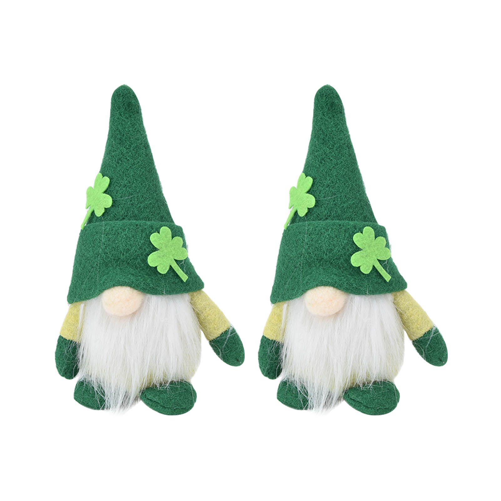 2pcs Gnomes Doll Handmade Cute Faceless Green Hat St. Patrick's Day Ornament — image 1