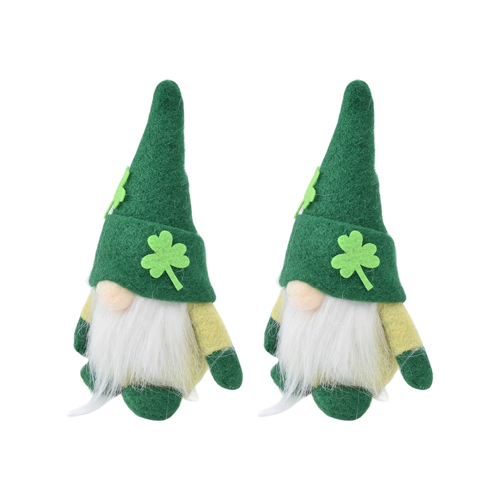 2pcs Gnomes Doll Handmade Cute Faceless Green Hat St. Patrick's Day Ornament view 3