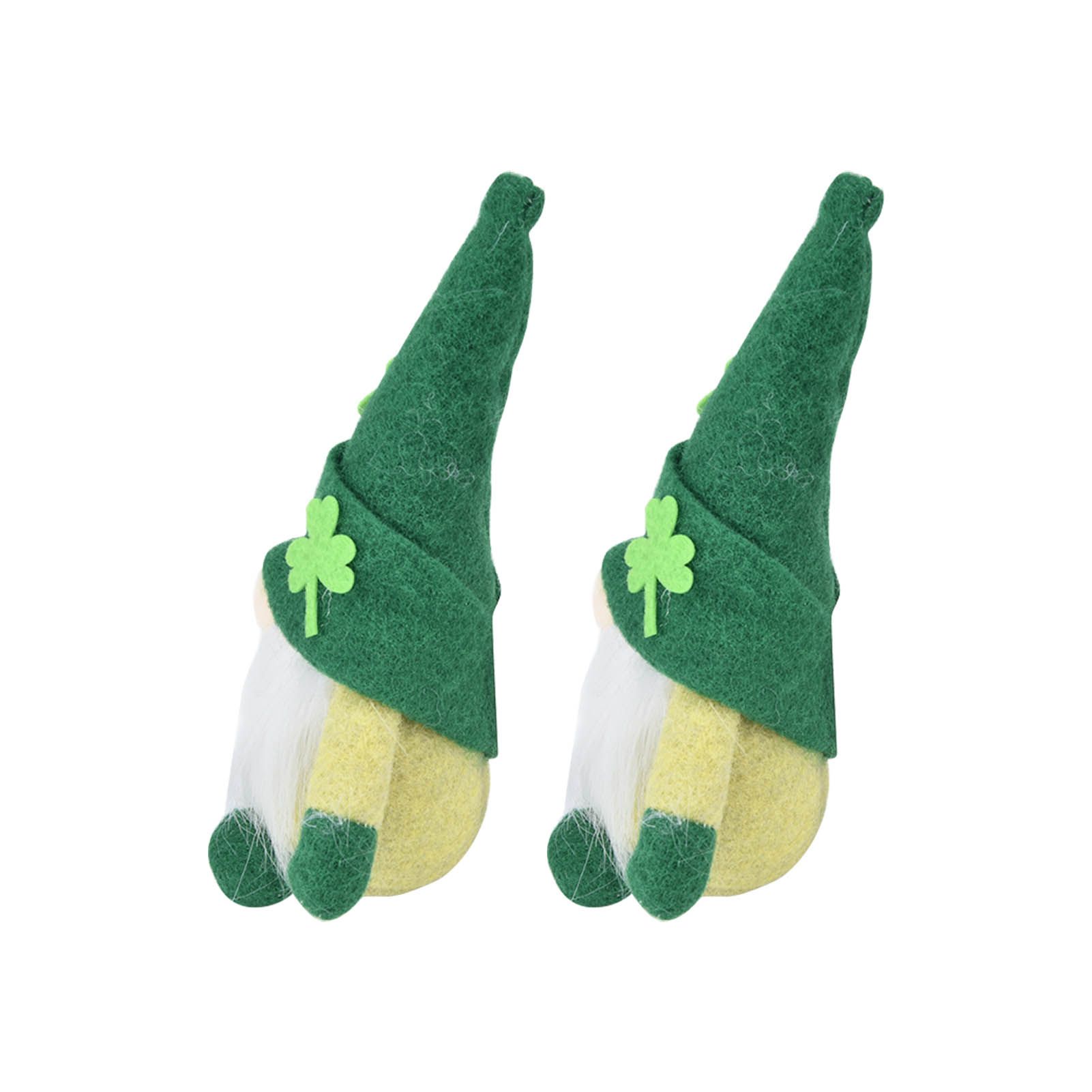 2pcs Gnomes Doll Handmade Cute Faceless Green Hat St. Patrick's Day Ornament view 4