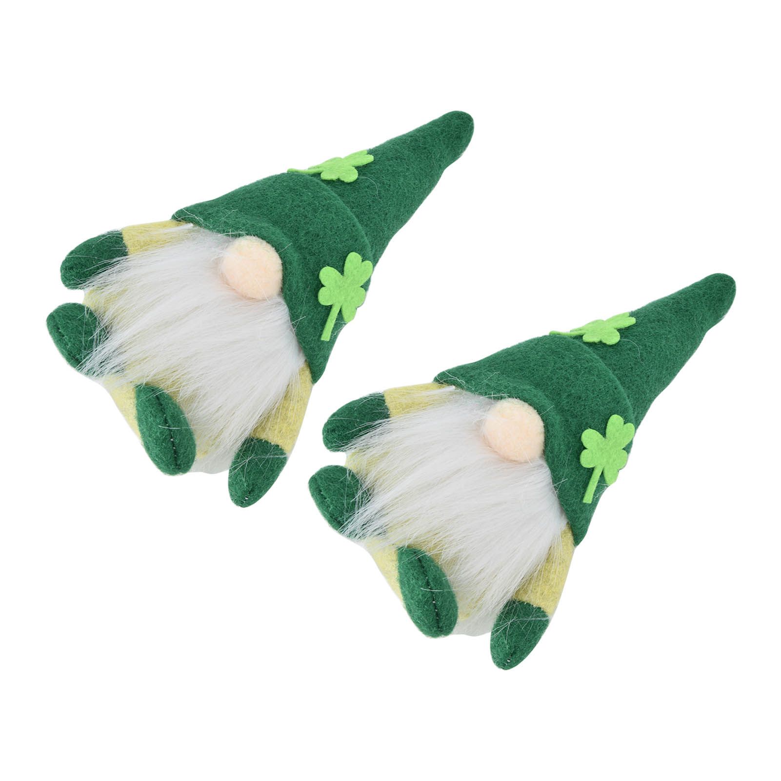 2pcs Gnomes Doll Handmade Cute Faceless Green Hat St. Patrick's Day Ornament view 7
