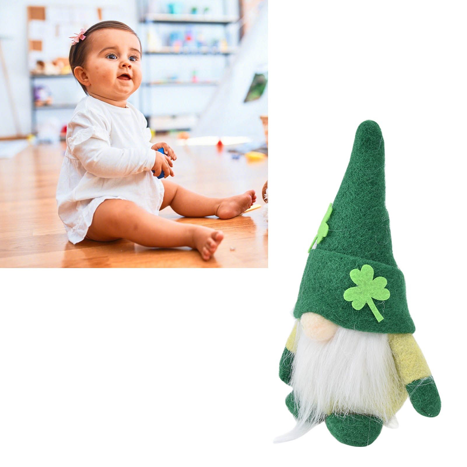 2pcs Gnomes Doll Handmade Cute Faceless Green Hat St. Patrick's Day Ornament view 11
