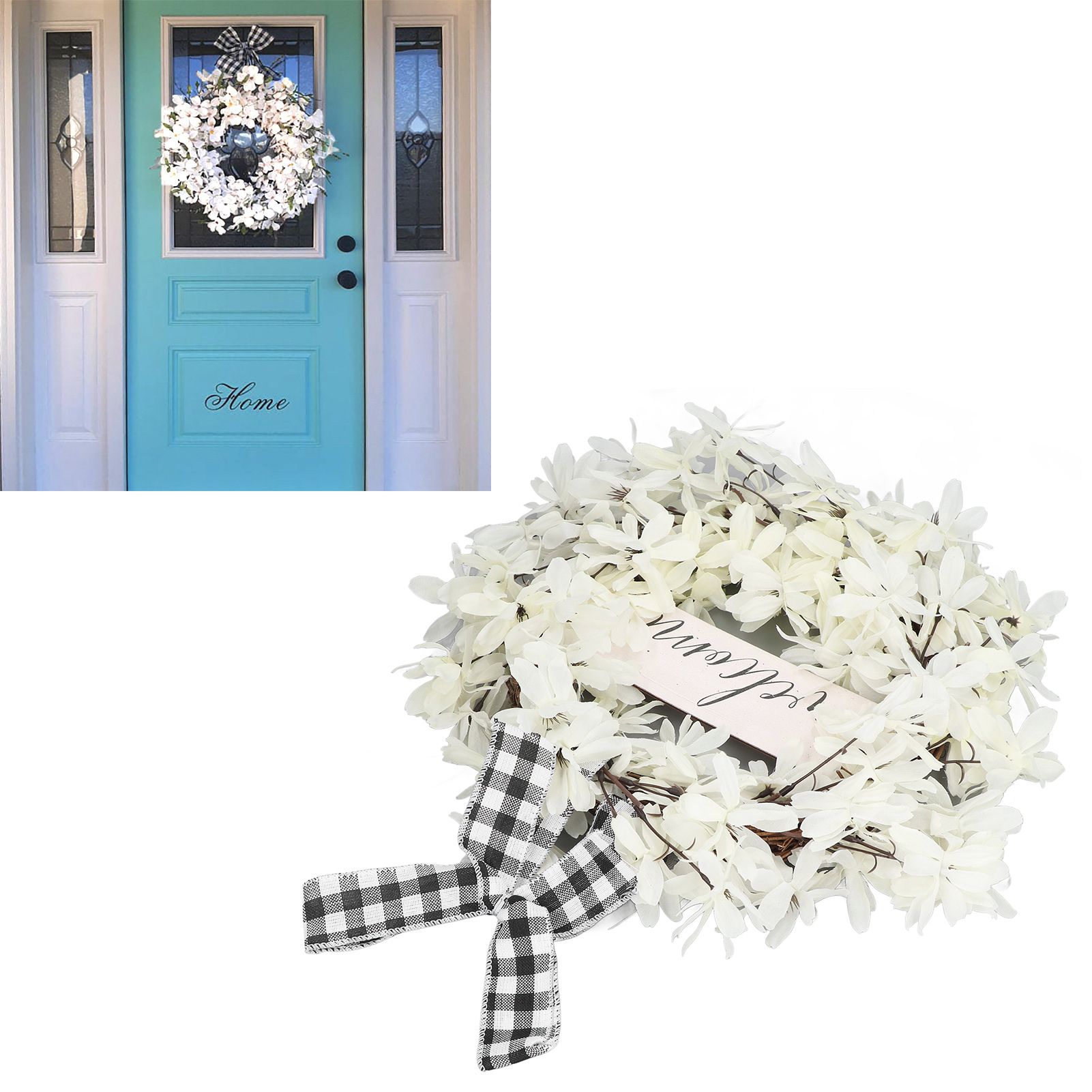 Imitation White Dogwood Wreath Simulation Vibrant Wreath Decoration for Home Door view 11