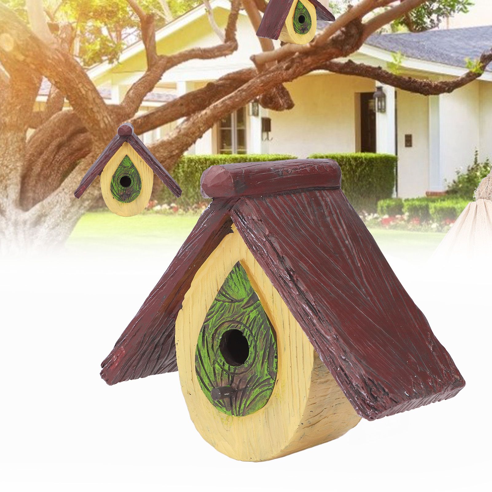 Bird House Garden Tree Decoration Hummingbird Synthetic Resin House Craft view 12