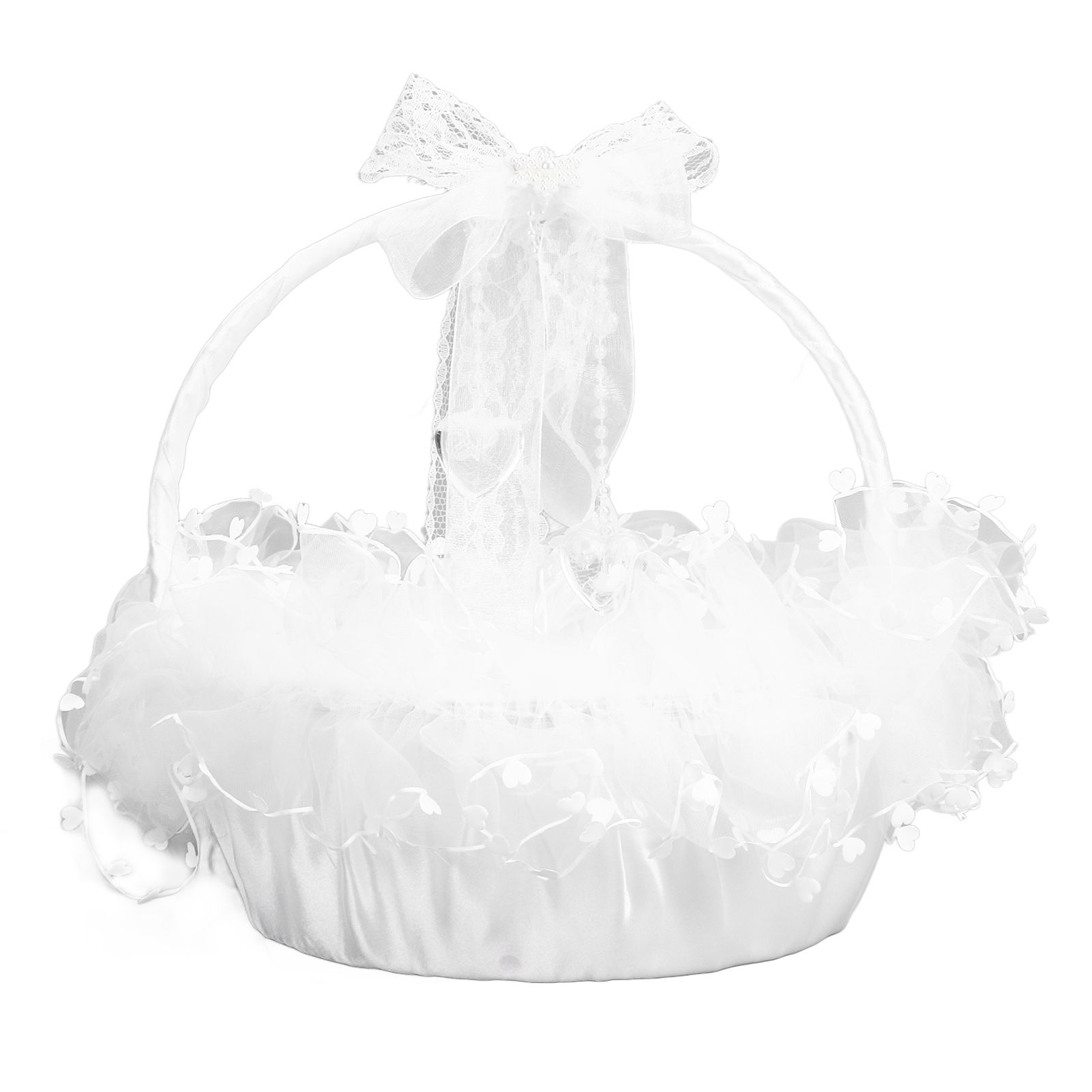 Flower Girl Basket Elegant Style Portable Durable Lace Material Wide — image 1