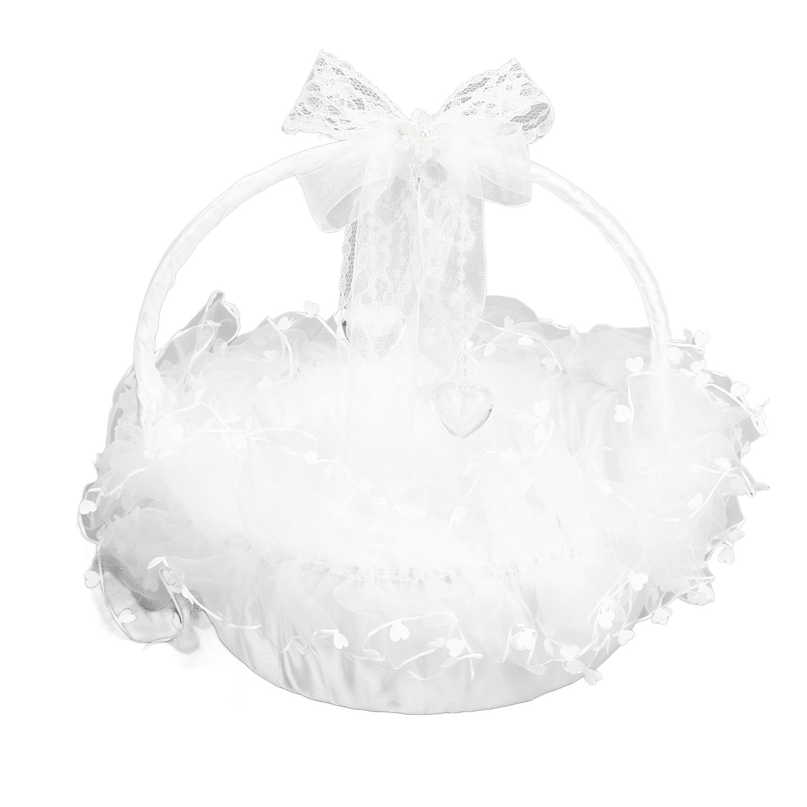 Flower Girl Basket Elegant Style Portable Durable Lace Material Wide view 2