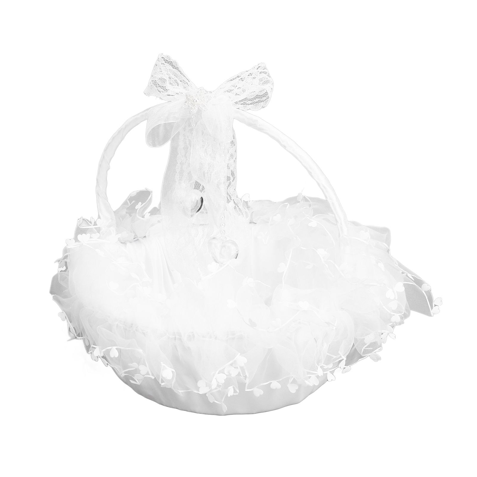 Flower Girl Basket Elegant Style Portable Durable Lace Material Wide view 6