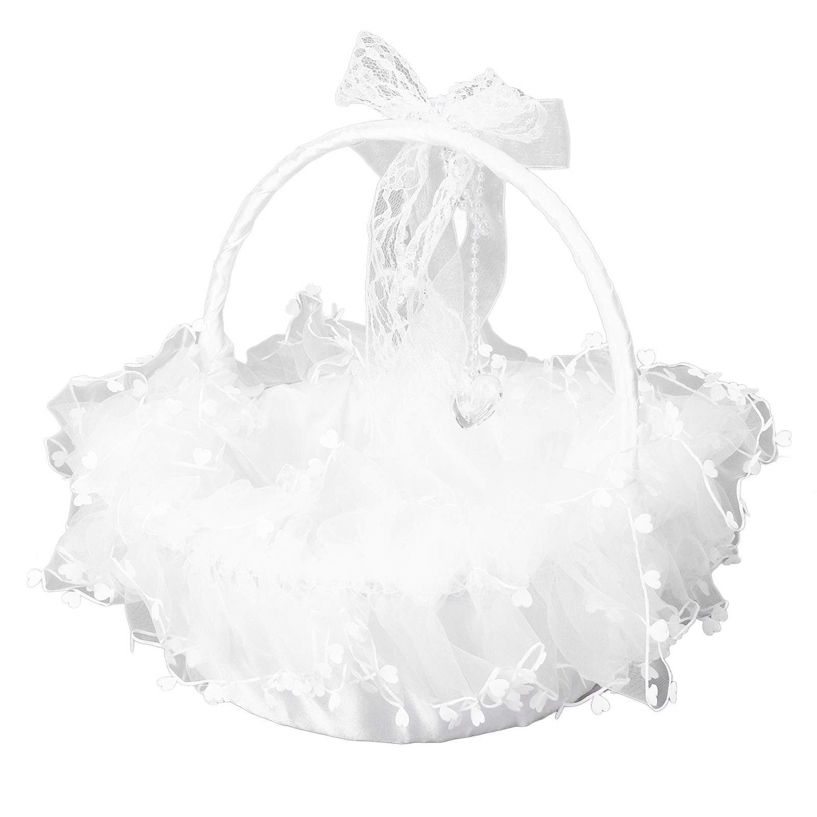 Flower Girl Basket Elegant Style Portable Durable Lace Material Wide view 7